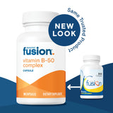 Bariatric Fusion B-Complex Vitamin capsules on a wooden surface