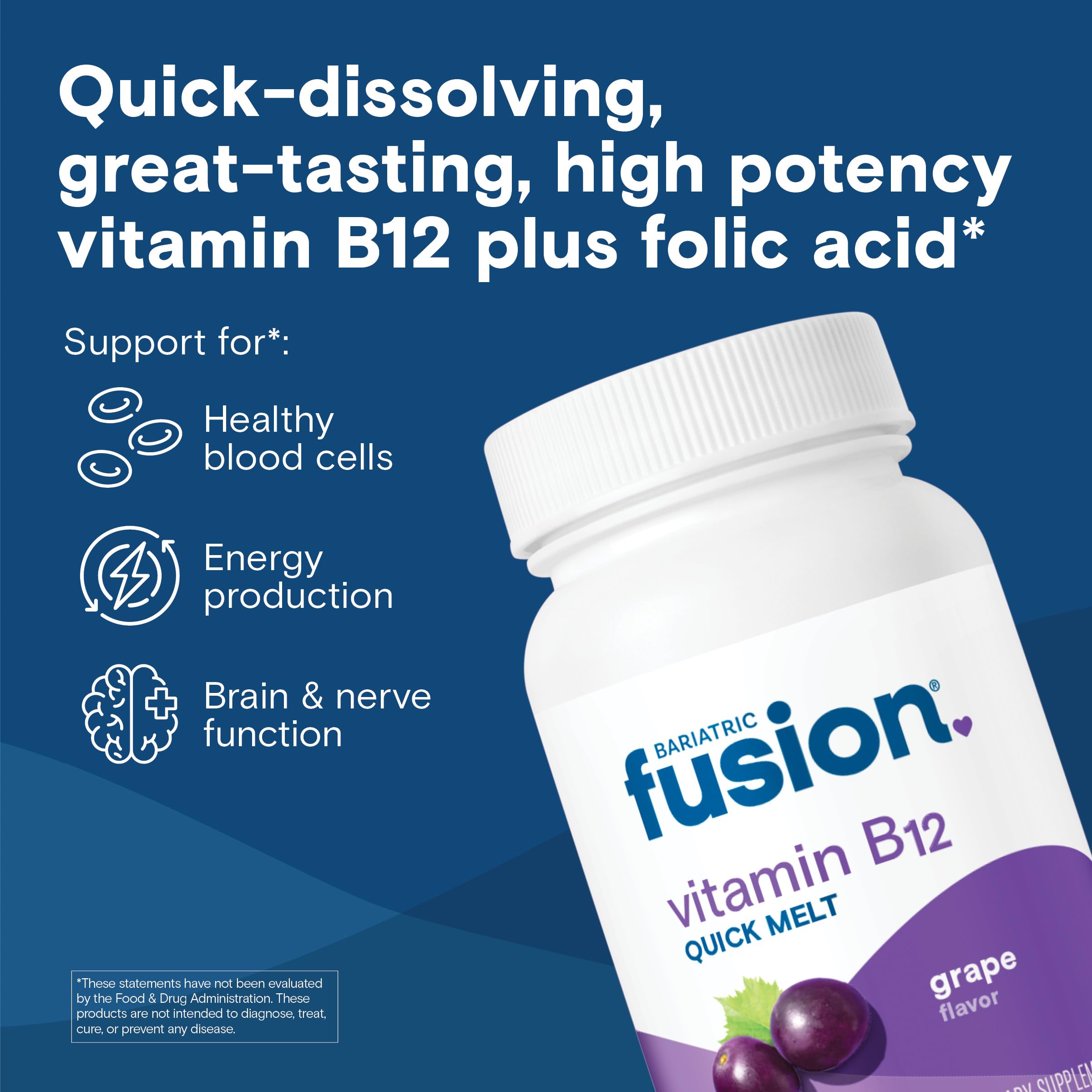 Bariatric Fusion B12 Sublingual Melts 1000 mcg tablet close-up