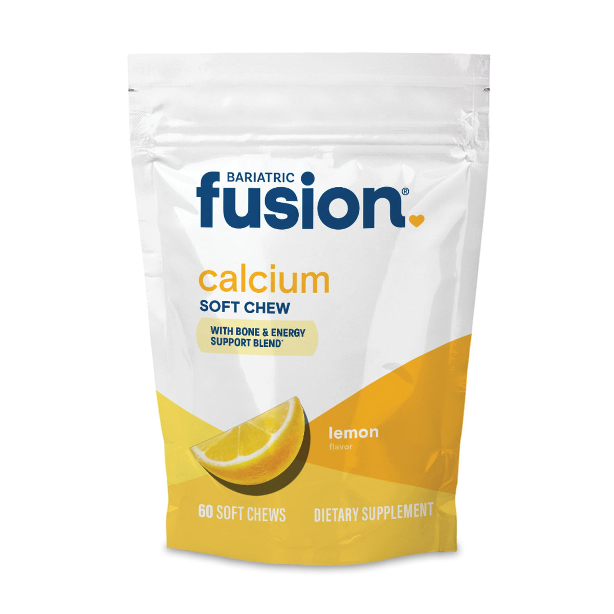 Bariatric Fusion Calcium Citrate Chews 500mg lemon flavour front view