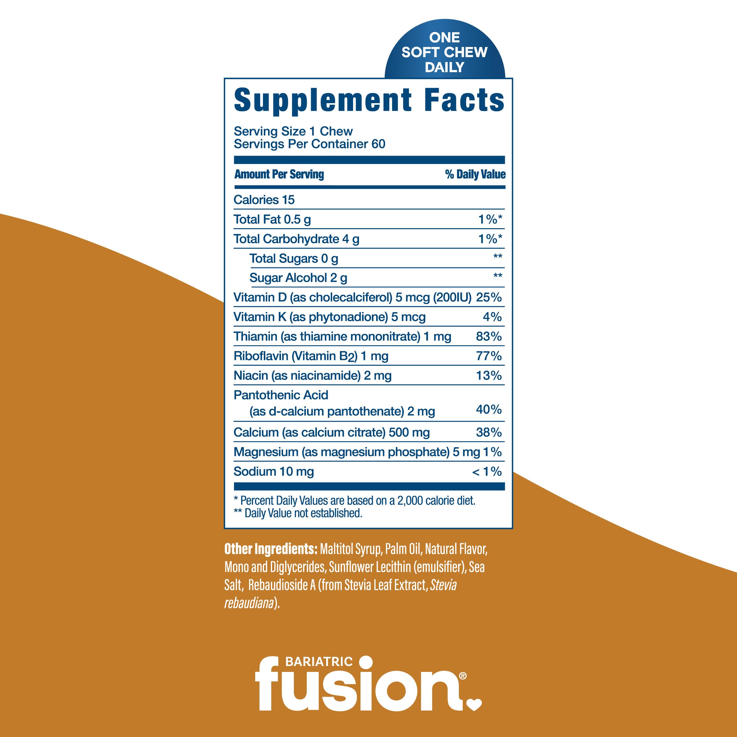 Bariatric Fusion Calcium Citrate Chews 500mg nutritional information