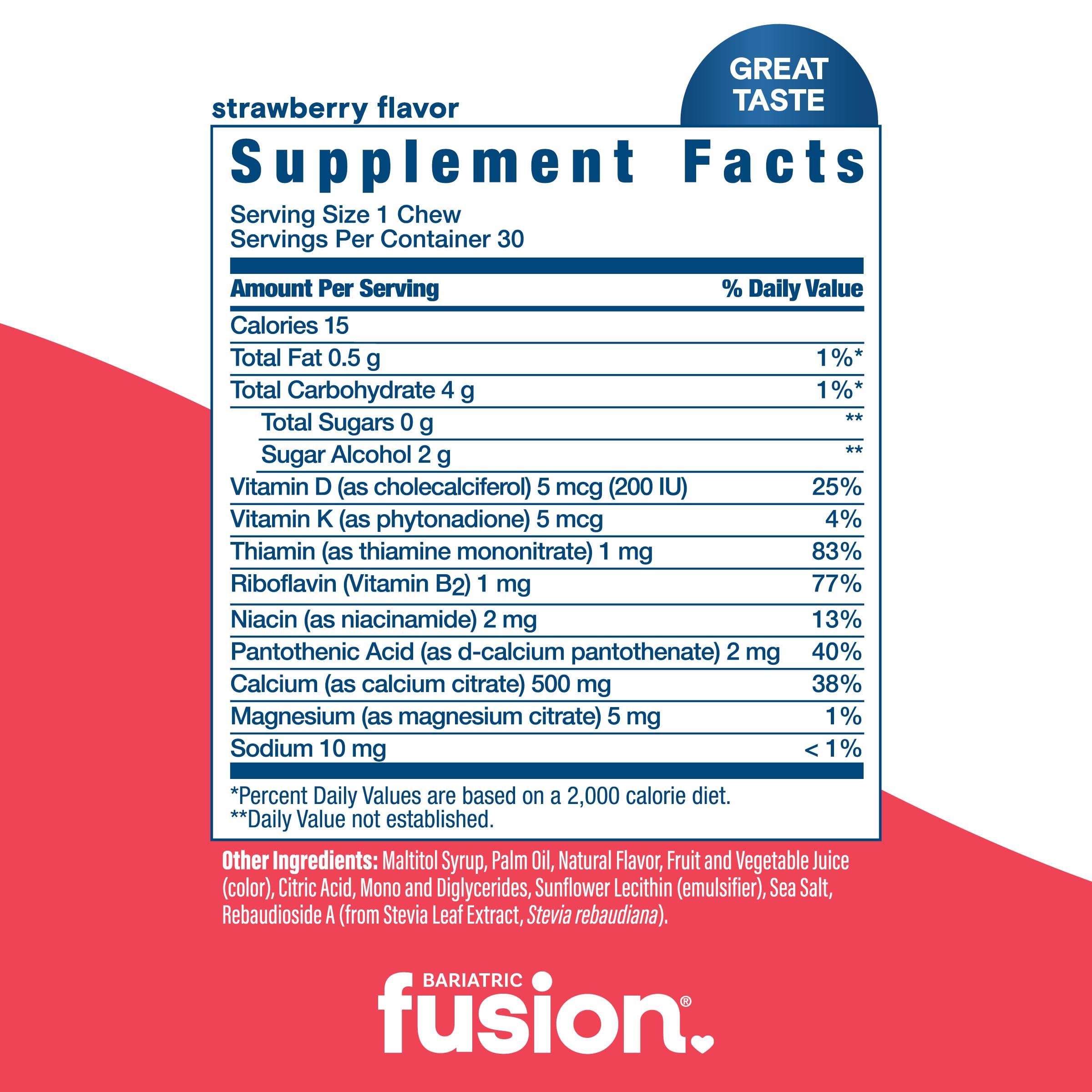 Bariatric Fusion Calcium Citrate Chews 500mg soft chew close-up