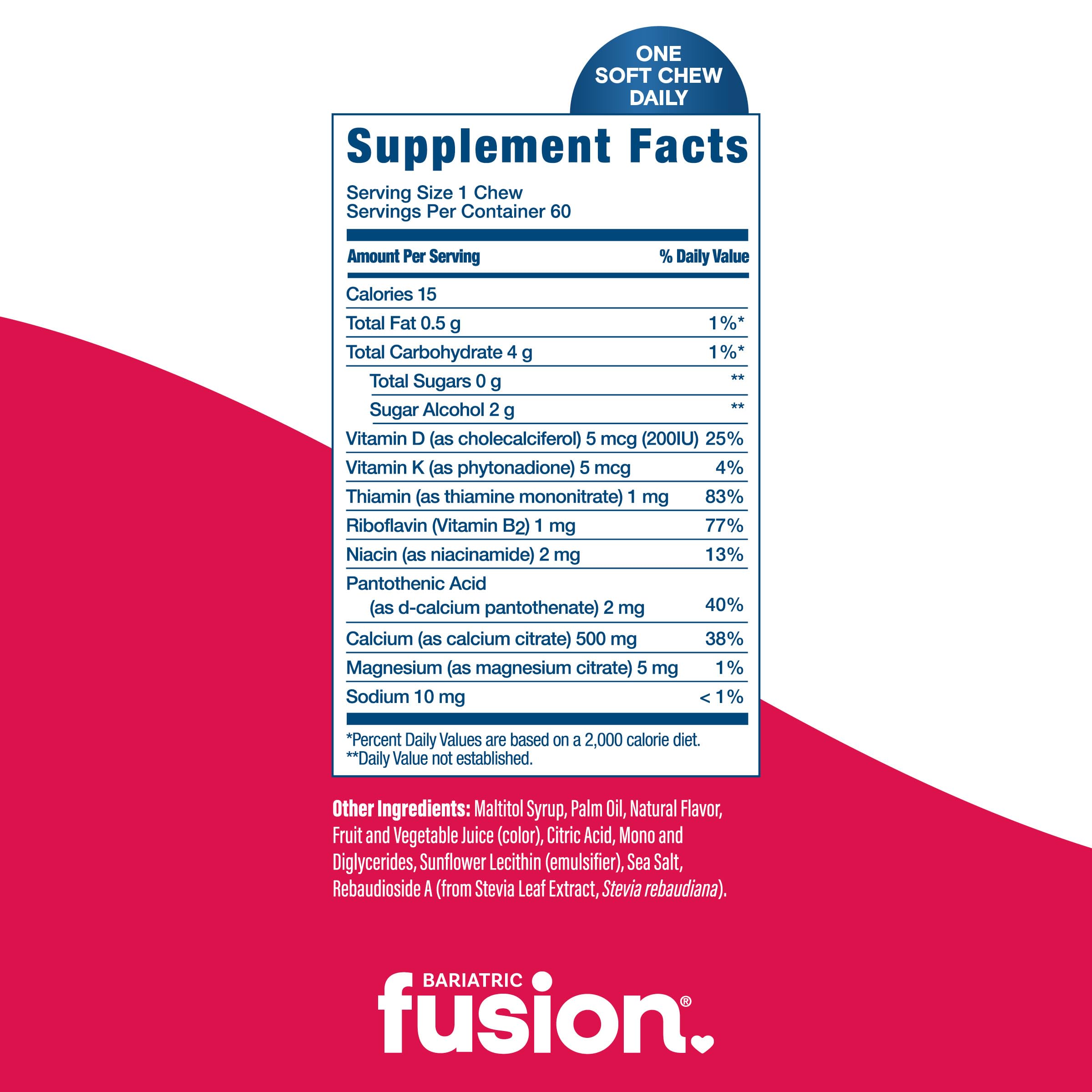 Bariatric Fusion Calcium Citrate Chews individual chew close-up