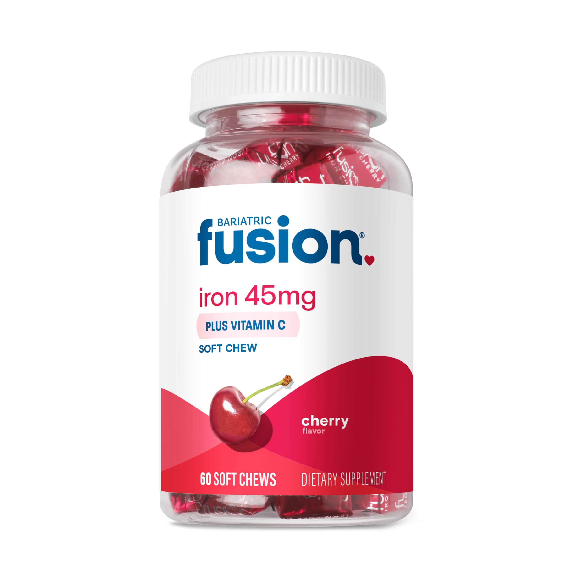 Bariatric Fusion Cherry Iron Supplement soft chews front view