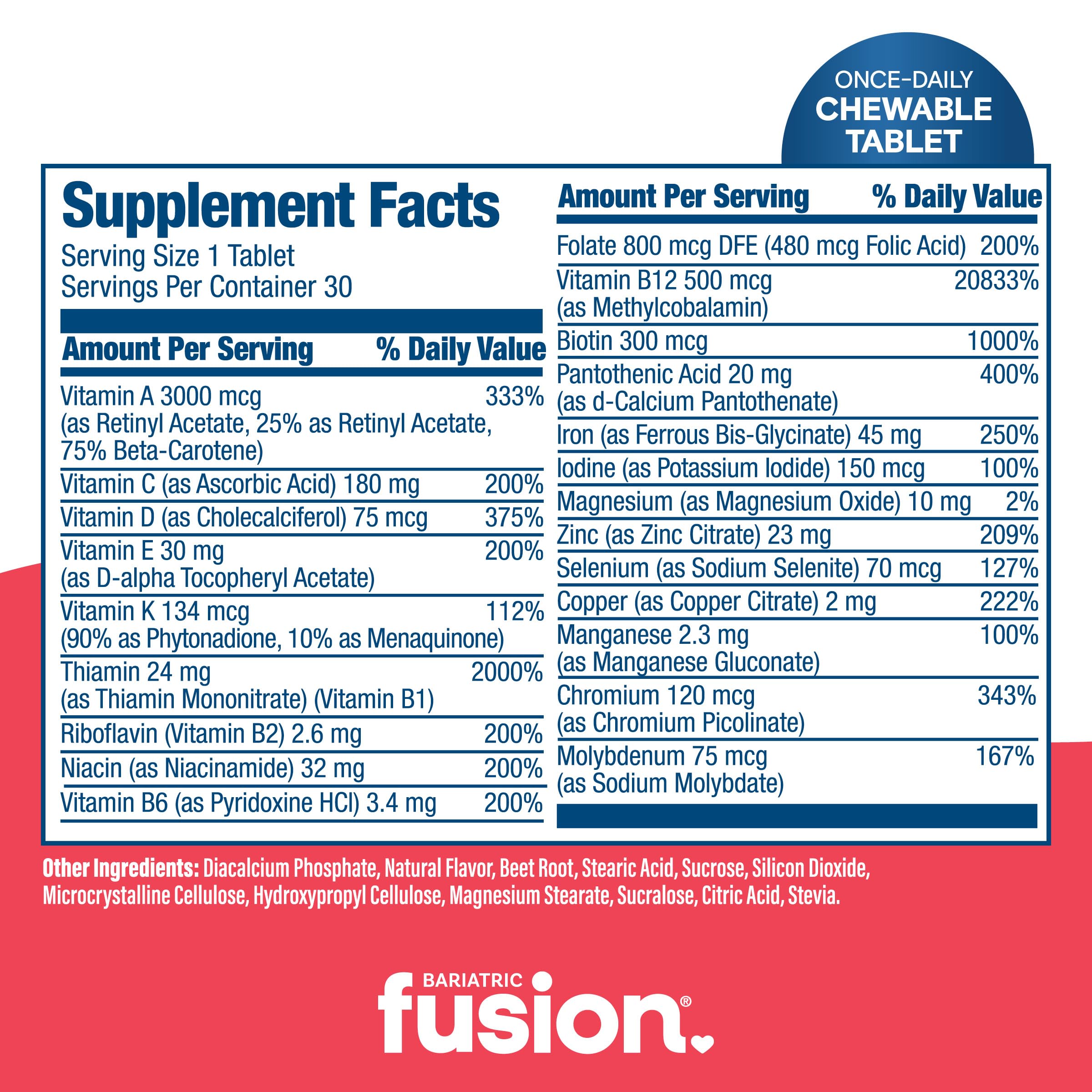 Bariatric Fusion Chewable Multivitamin with Iron 45mg chewable tablet