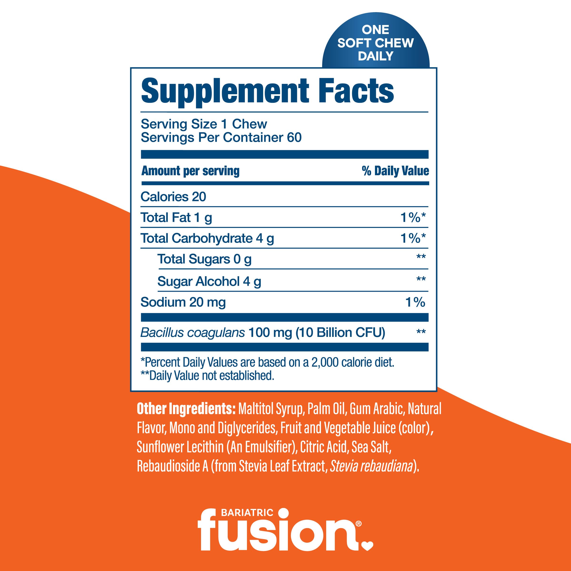 Bariatric Fusion Chewable Probiotic Soft Chews side view
