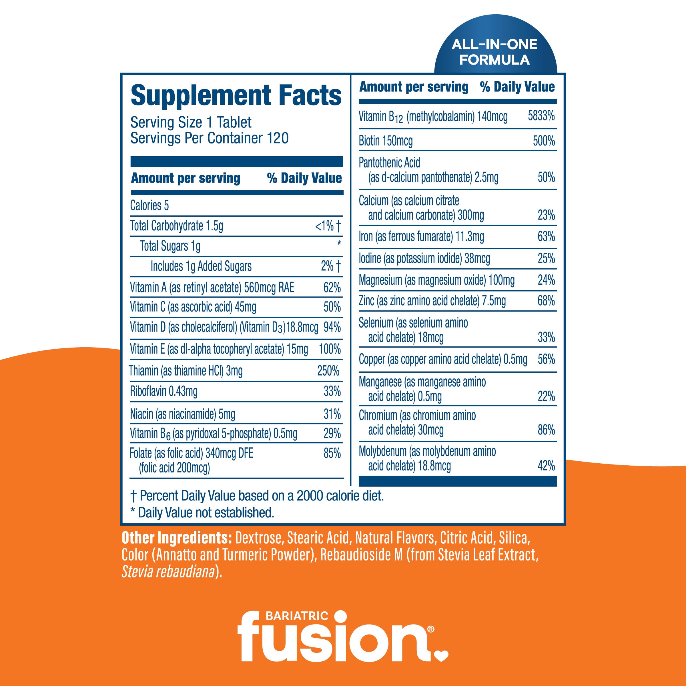 Bariatric Fusion Complete Chewable Multivitamin ingredients list