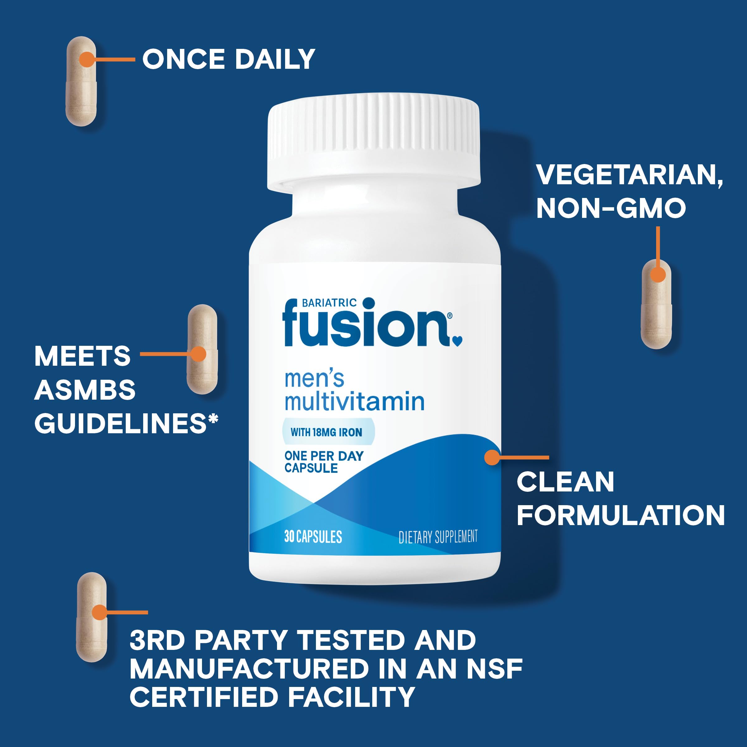 Bariatric Fusion Men's One Per Day Multivitamin capsule close-up