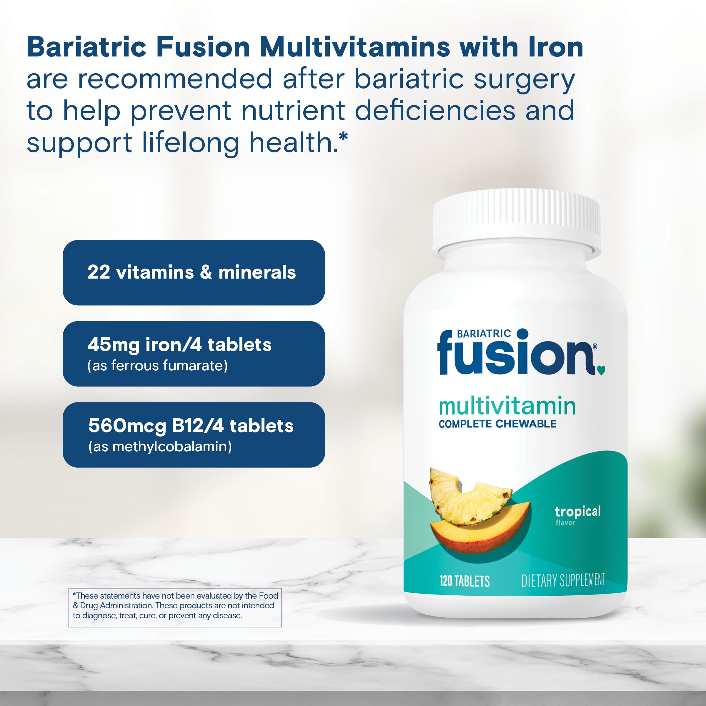 Bariatric Fusion multivitamin nutrition facts label