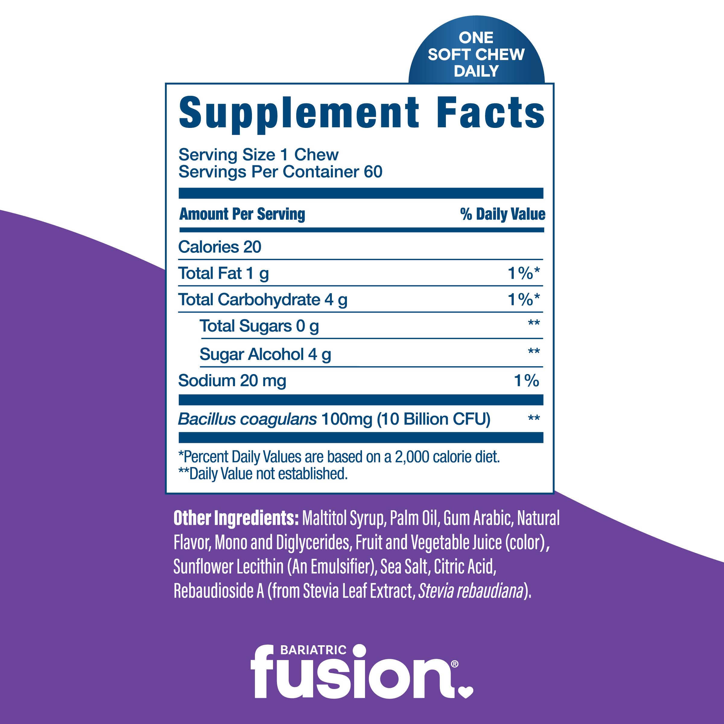 Bariatric Fusion Probiotic Soft Chews grape flavour close-up