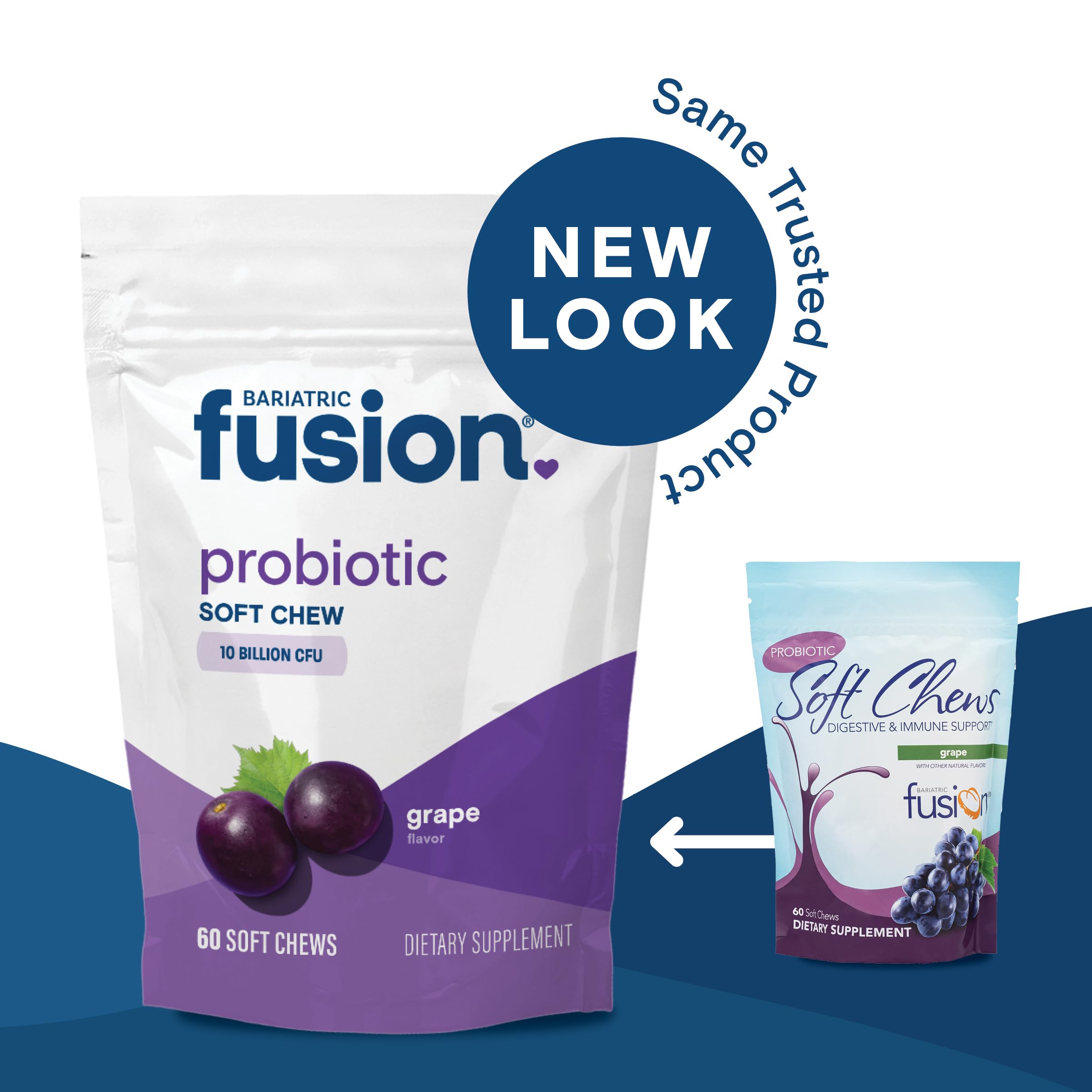 Bariatric Fusion Probiotic Soft Chews grape flavour with other supplements