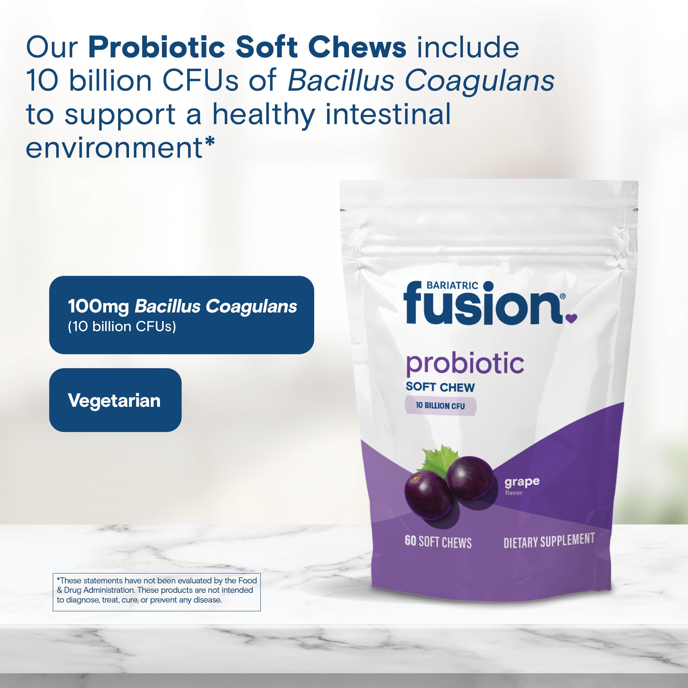 Bariatric Fusion Probiotic Soft Chews nutritional information