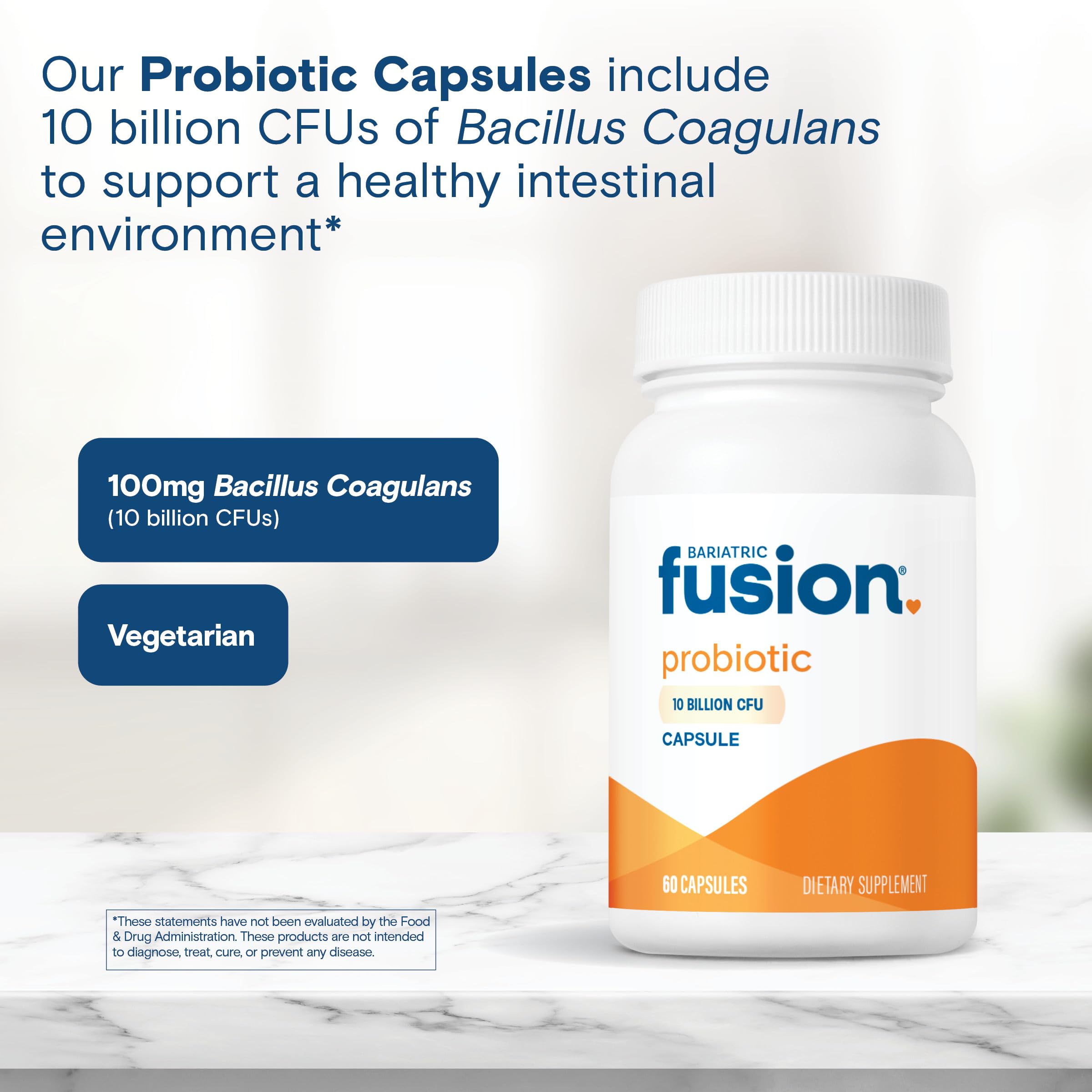 Bariatric Fusion Probiotics Capsules on a wooden table