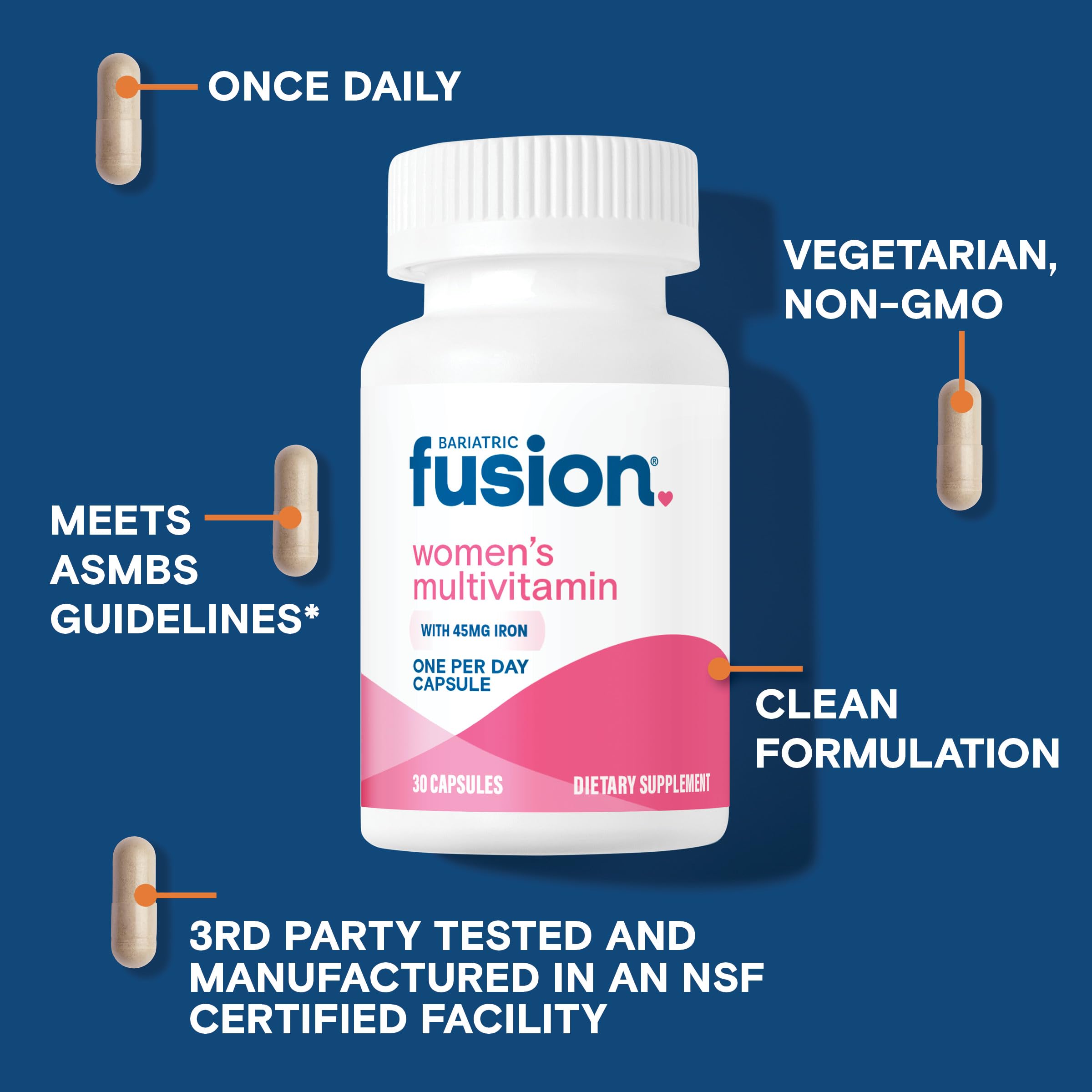 Bariatric Fusion Women's Multivitamin 30 capsules with bottle
