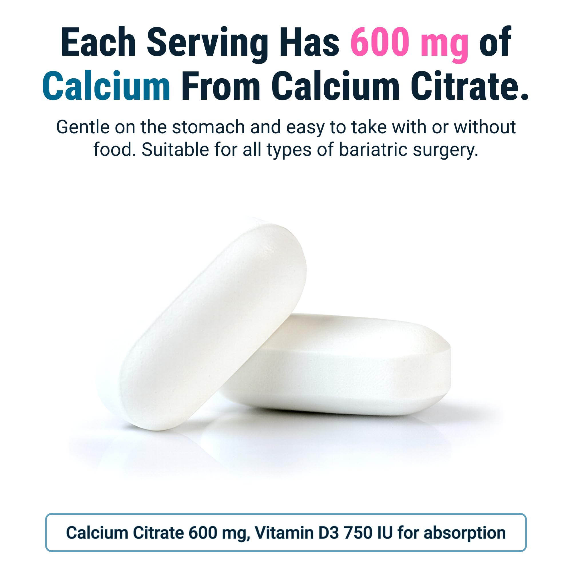 BariatricPal Calcium Citrate 600mg bottle with dosage instructions