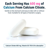 BariatricPal Calcium Citrate 600mg bottle with dosage instructions