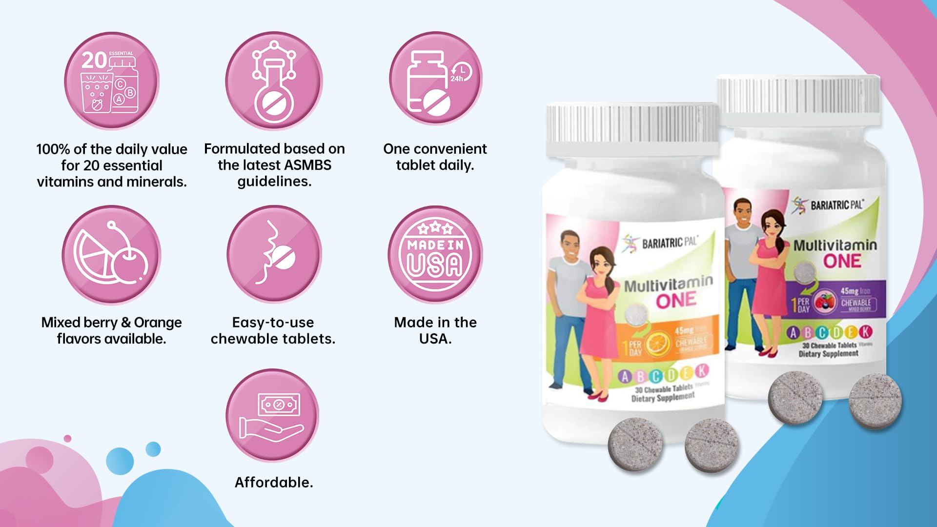 BariatricPal Multivitamin ONE chewable tablets in hand
