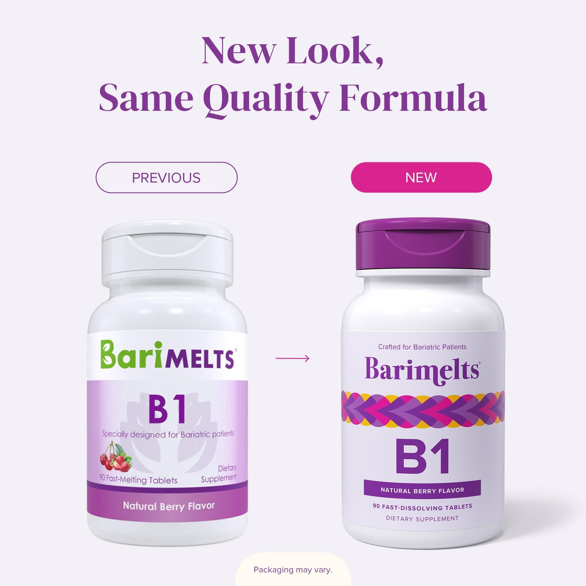 BariMelts B1 Vitamins for women packaging with berries
