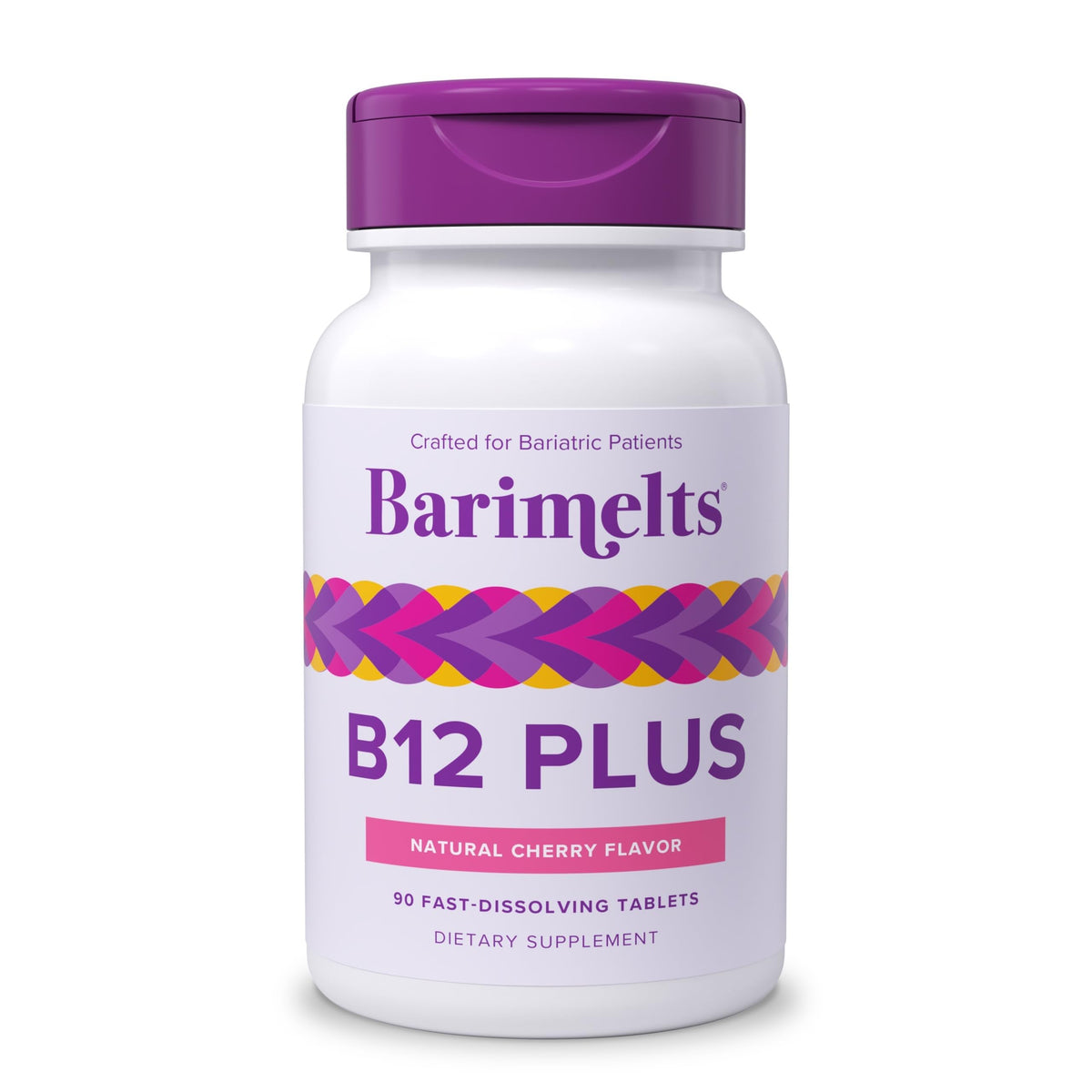 BariMelts B12 Plus Vitamin B Complex 41g cherry tablets front view