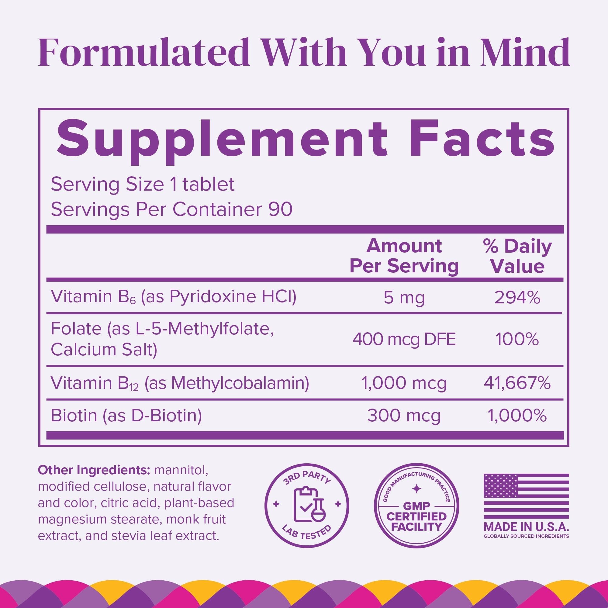 BariMelts B12 Plus Vitamin B Complex 41g cherry tablets packaging