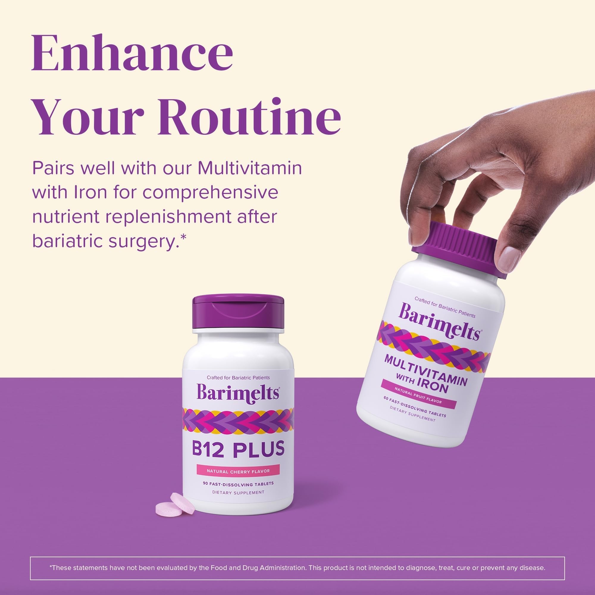 BariMelts B12 Plus Vitamin B Complex cherry flavour tablets