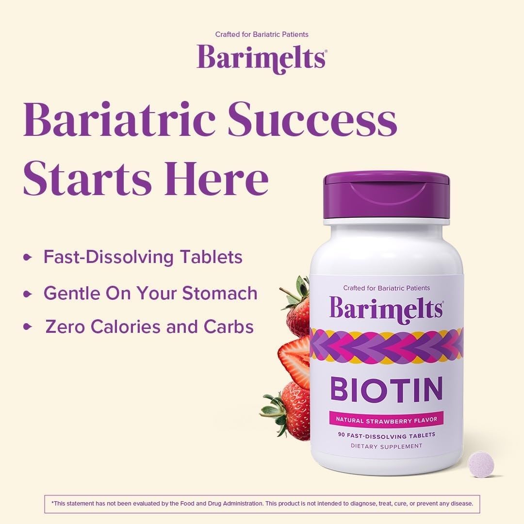 BariMelts Biotin Supplement 5000 mcg on a kitchen counter
