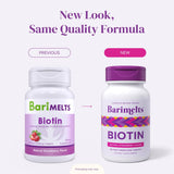 BariMelts Biotin Supplement 5000 mcg strawberry flavour close-up