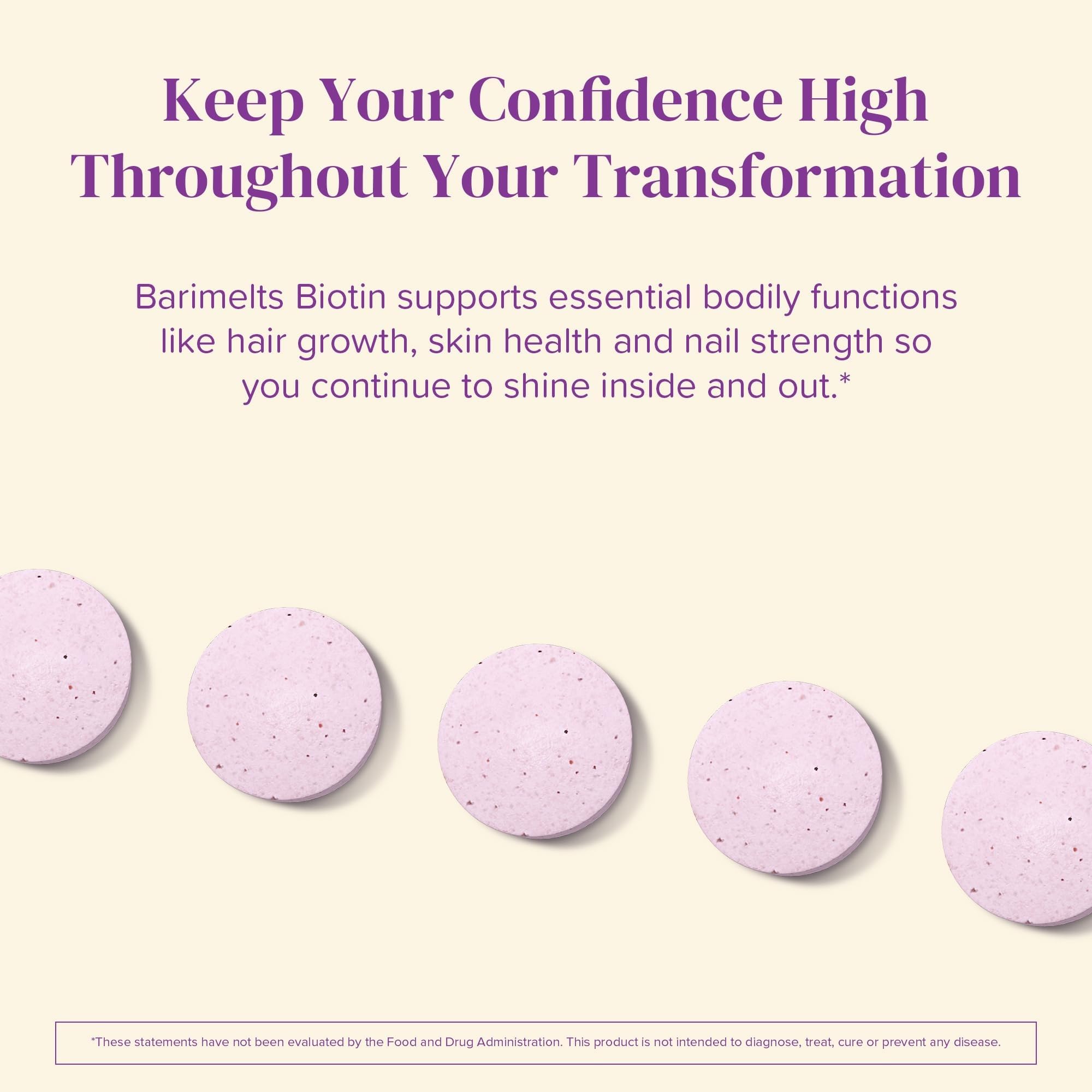 BariMelts Biotin Supplement 5000 mcg with a measuring spoon