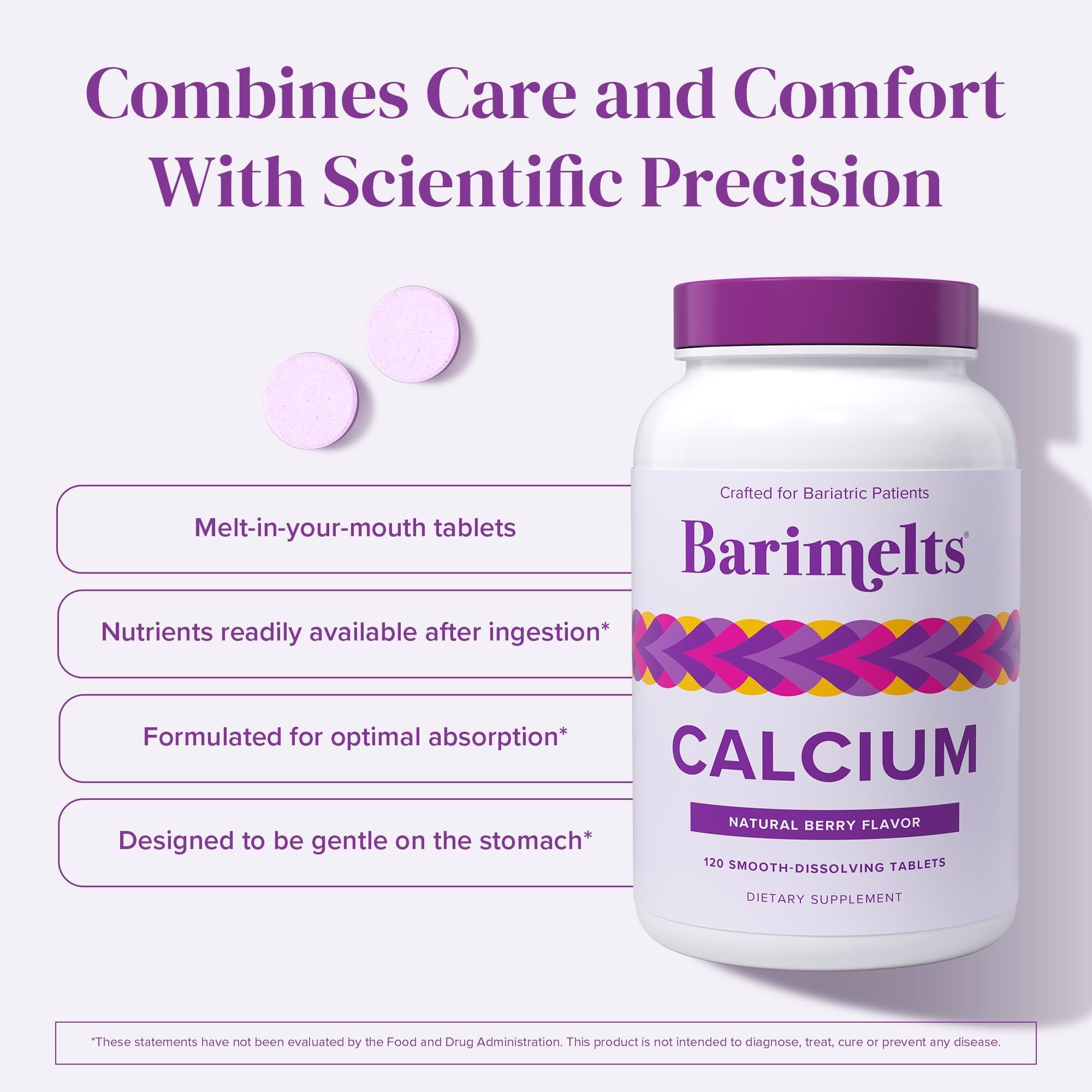 BariMelts Calcium Citrate 500mg supplement natural berry flavour
