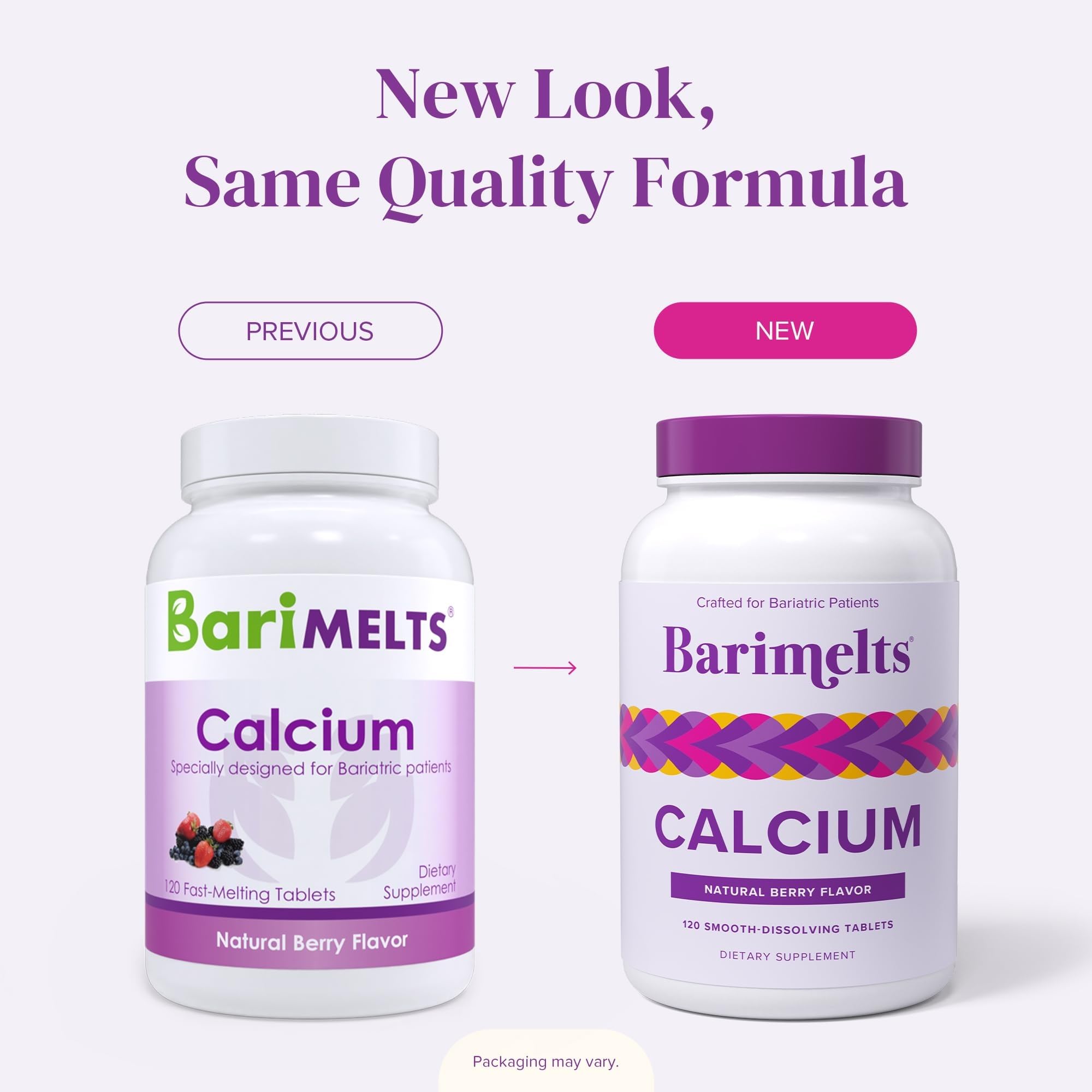 BariMelts Calcium Citrate 500mg supplement on a wooden table