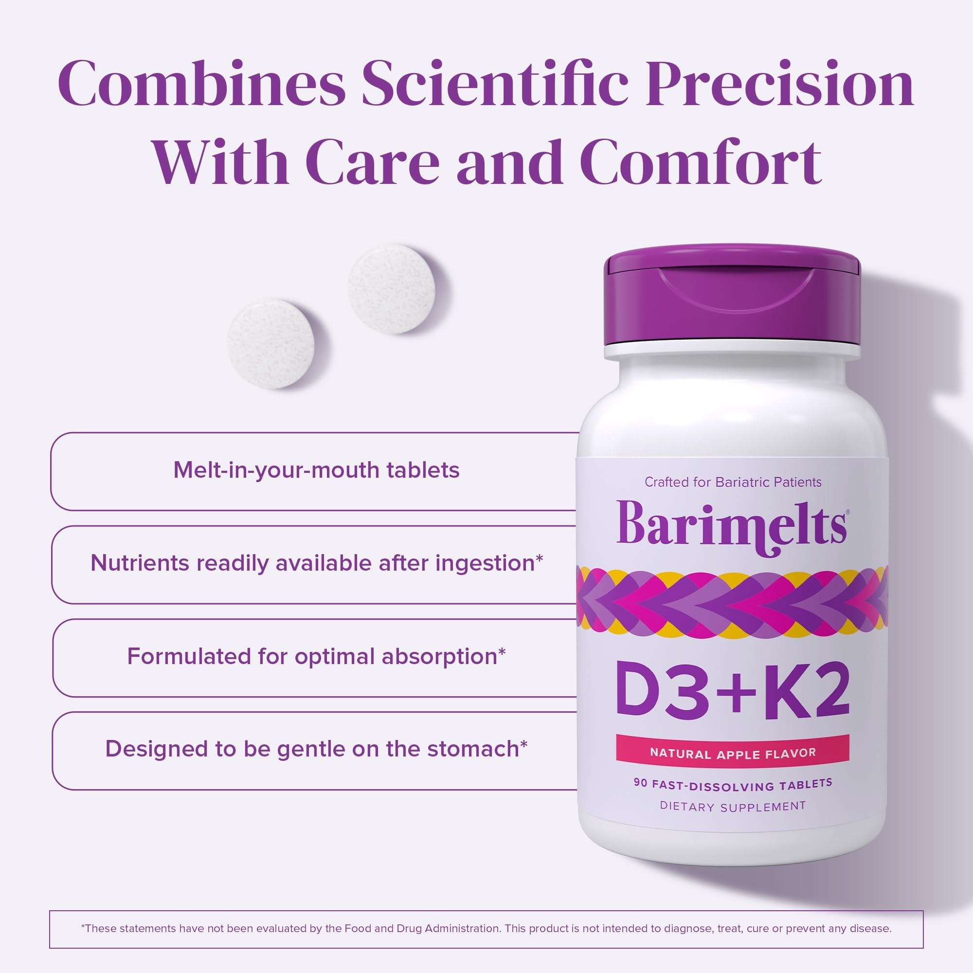 BariMelts D3 + K2 tablet close-up