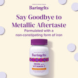BariMelts Iron Supplement 270 tablets displayed with a measuring spoon