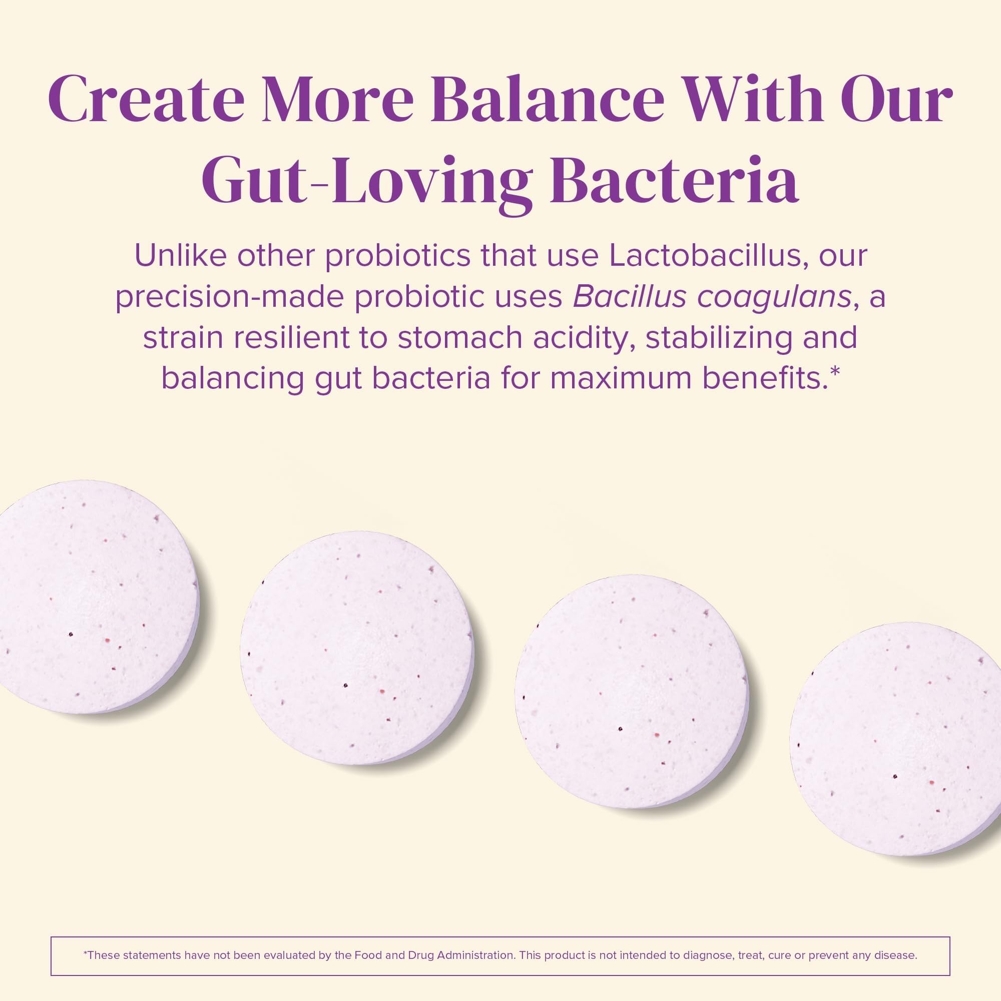 BariMelts Probiotic Tablets for Women cherry flavour tablet on a spoon