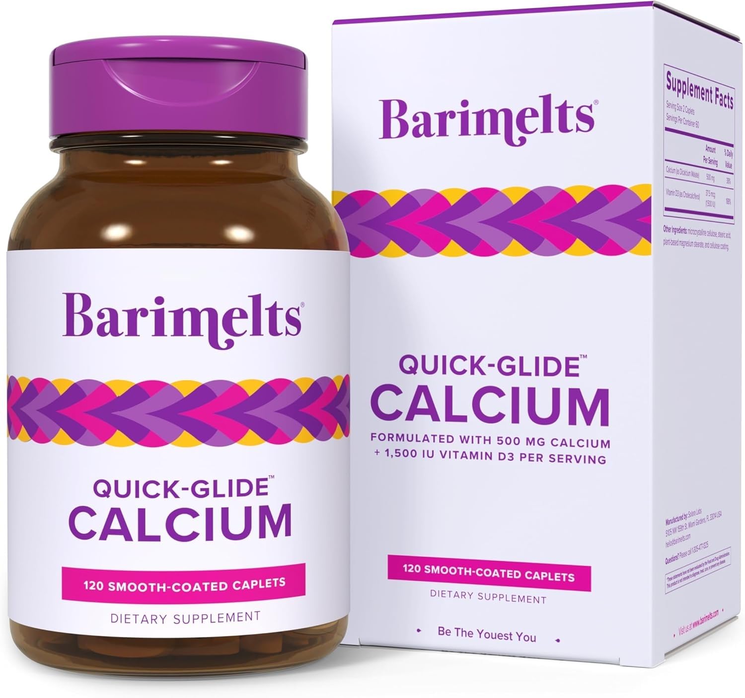 BariMelts Quick-Glide Calcium Supplement front view with caplets