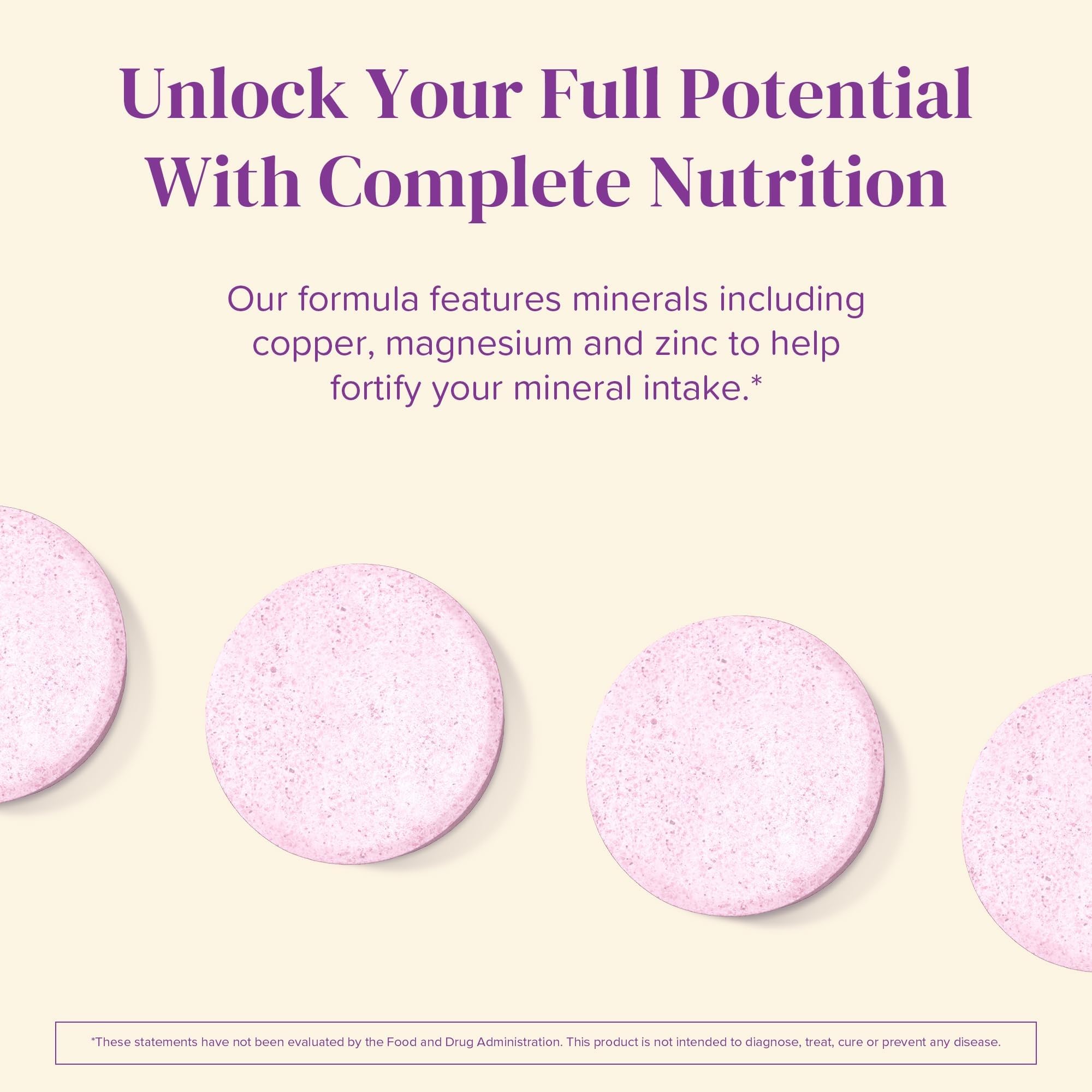 BariMelts Women's Multivitamin 132g tablets on a wooden table