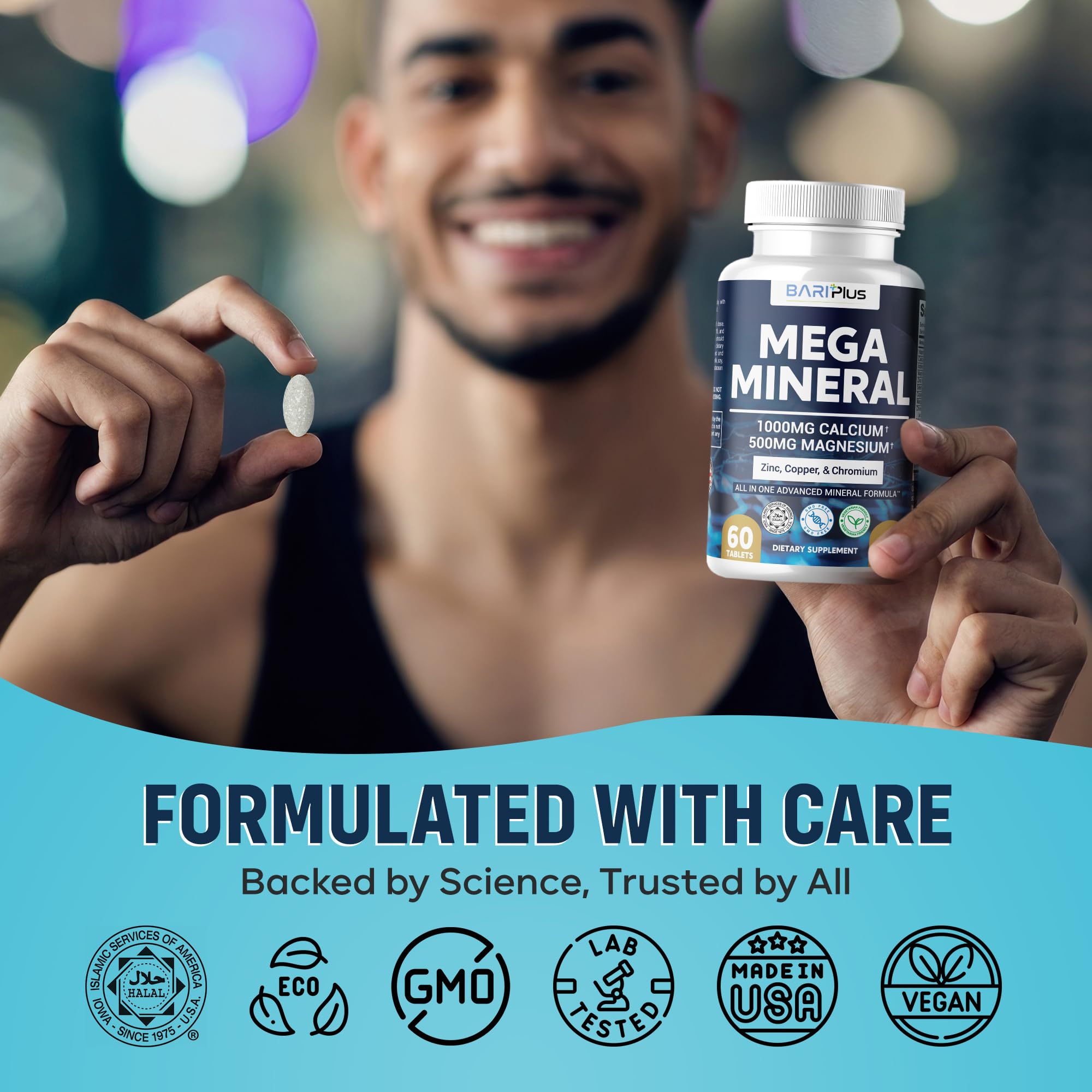 BARIPLUS Multiminerals 60 Tablets back view with ingredients