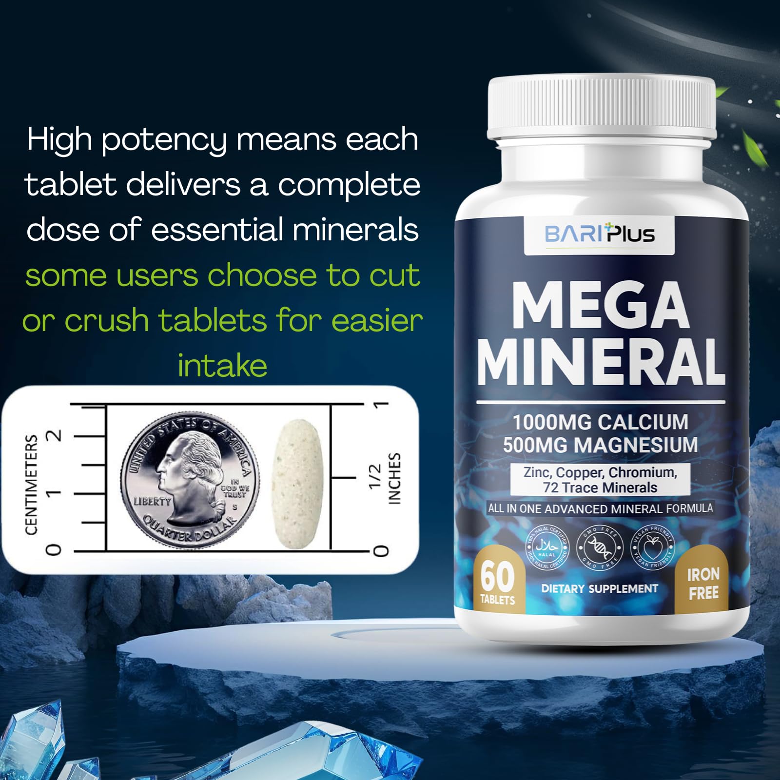 BARIPLUS Multiminerals 60 Tablets bottle with cap open