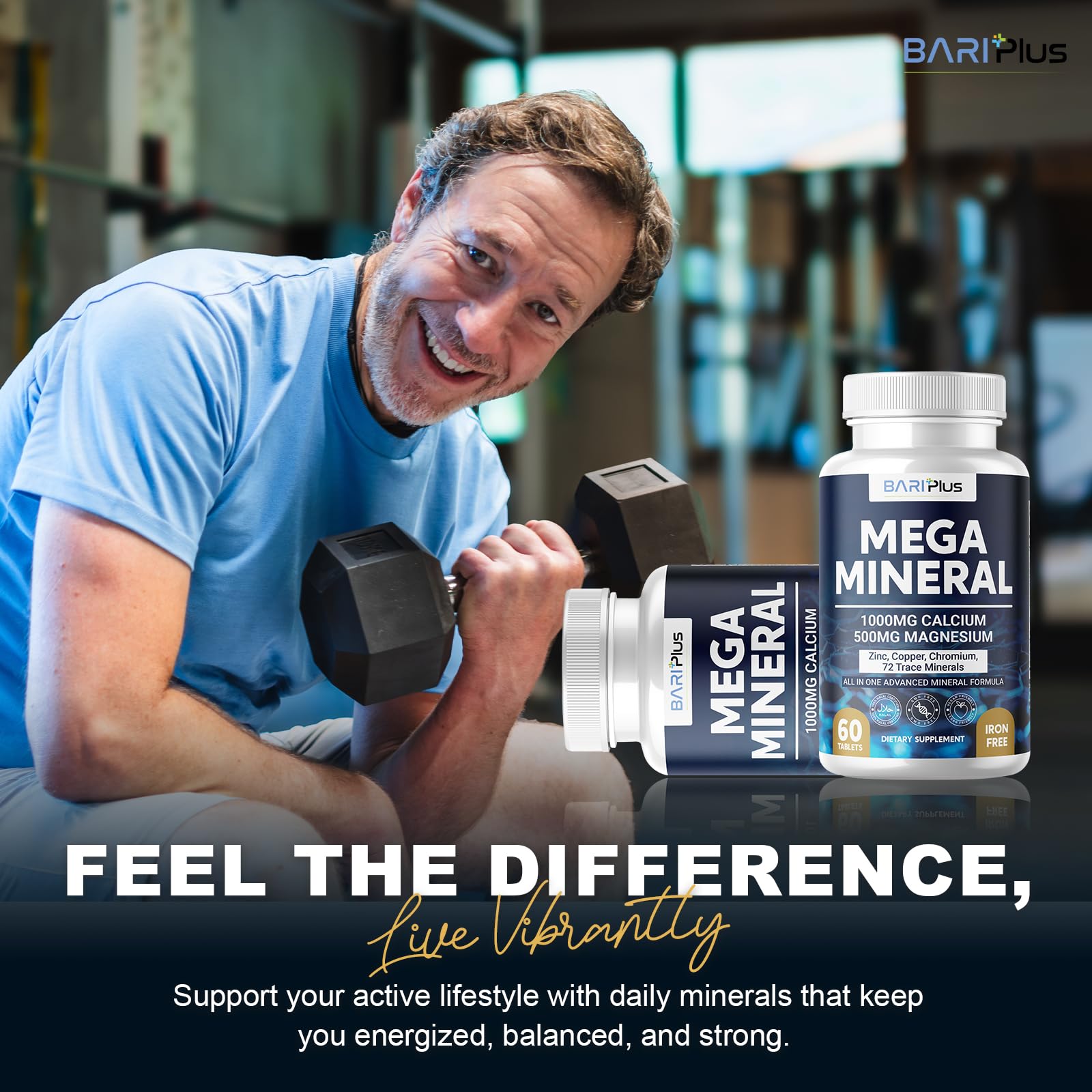BARIPLUS Multiminerals 60 Tablets displayed with other supplements