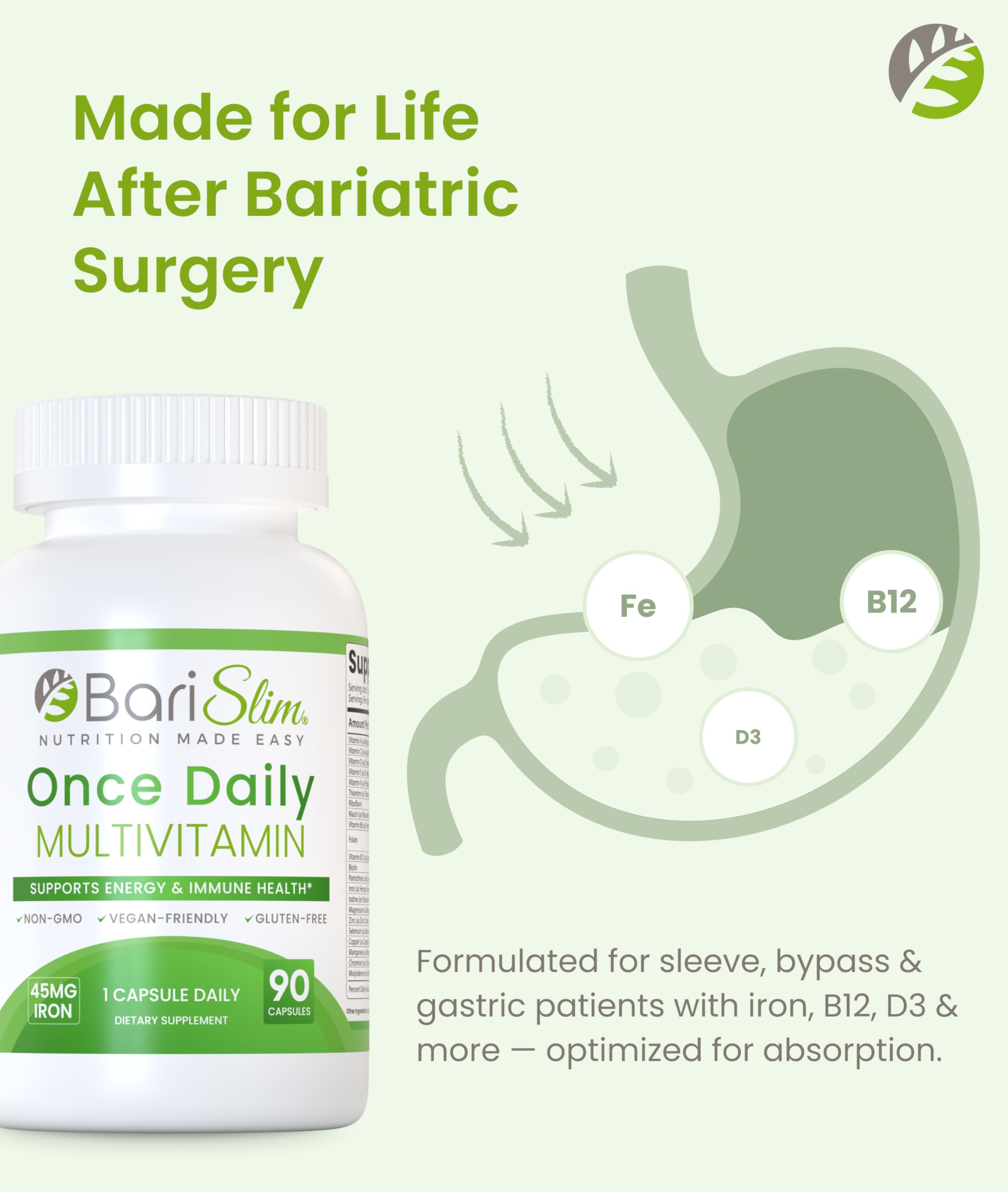 BariSlim Bariatric Multivitamin capsule close-up
