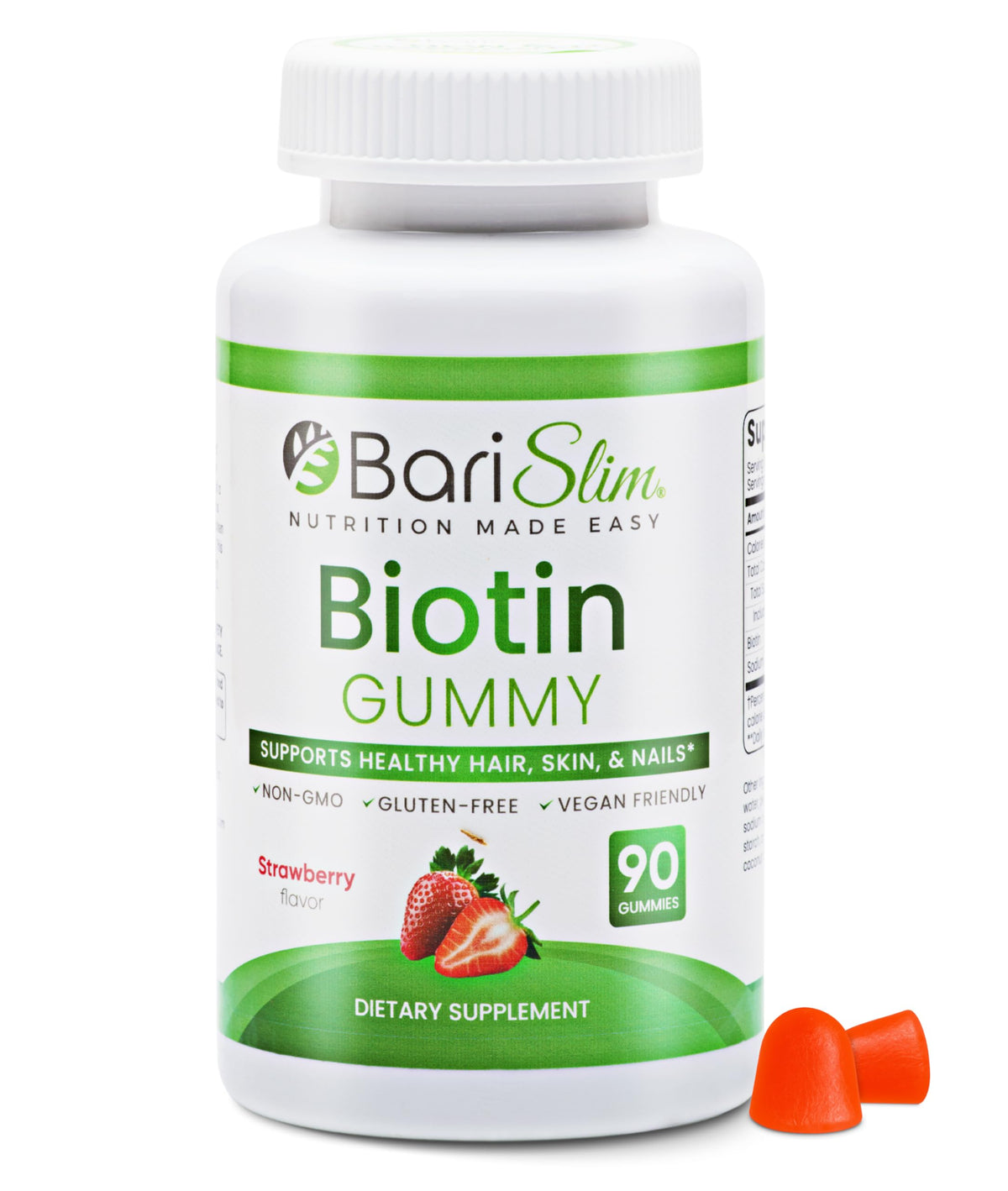 BariSlim Biotin Gummies 5000 mcg front view with packaging
