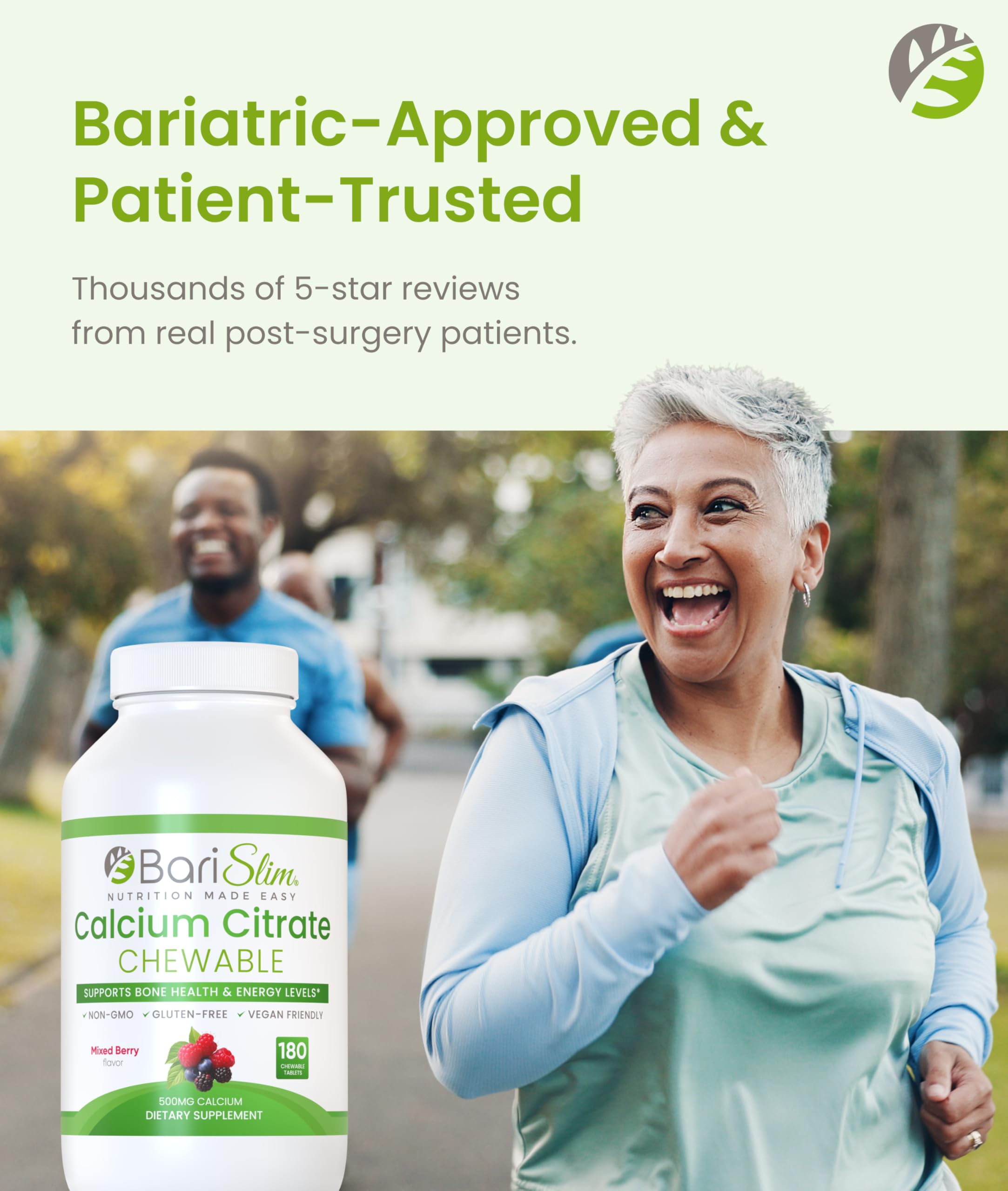 BariSlim Calcium Chewable Tablets 500mg on a kitchen counter