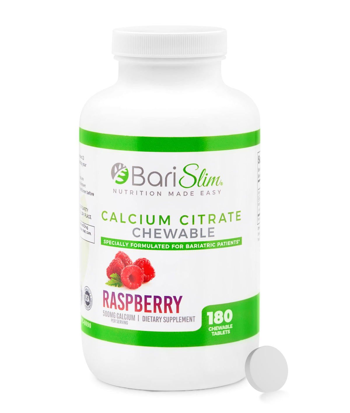 BariSlim Chewable Calcium Tablets 180 Count front view