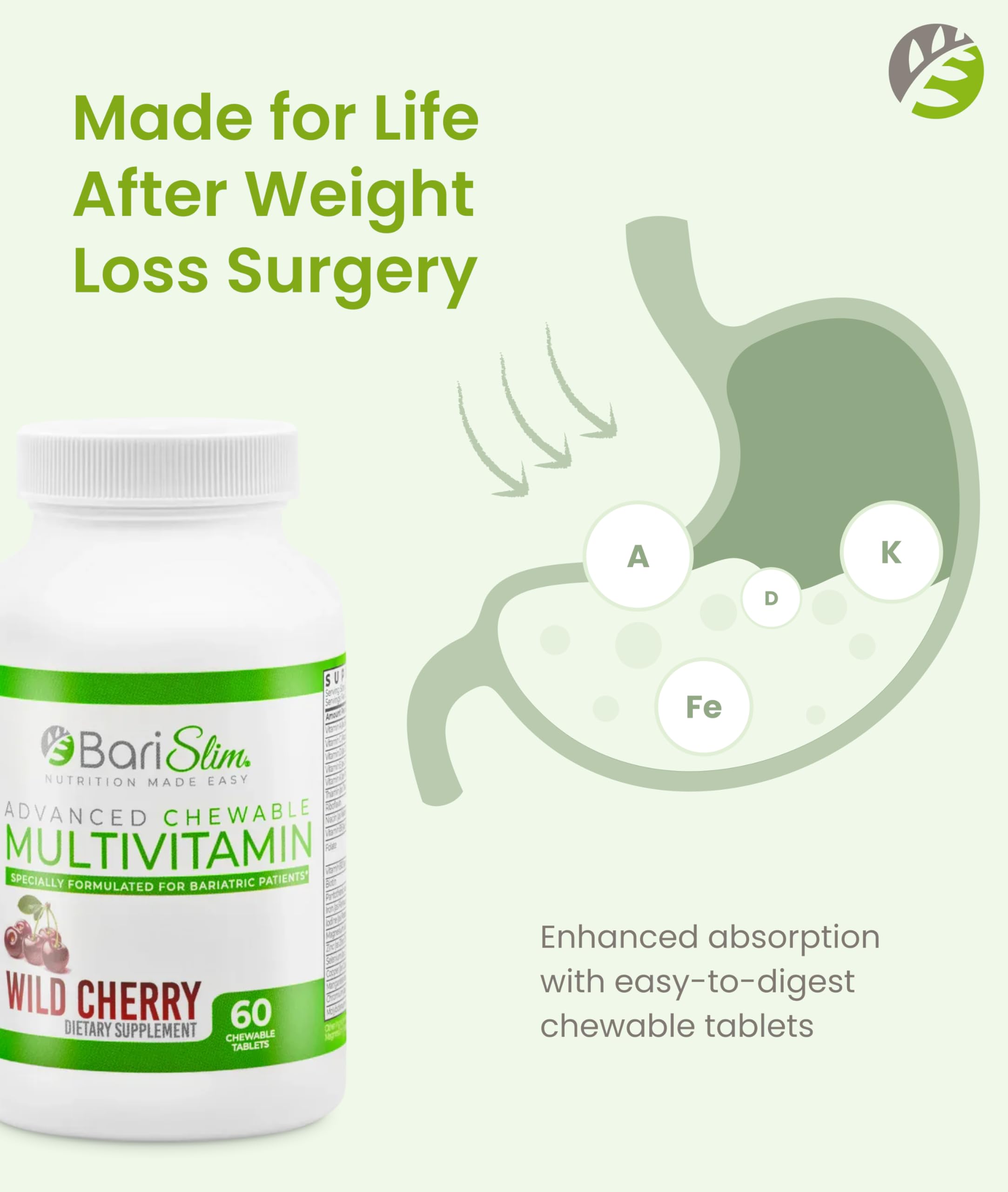BariSlim Chewable Multivitamin Tablets wild cherry flavour close-up