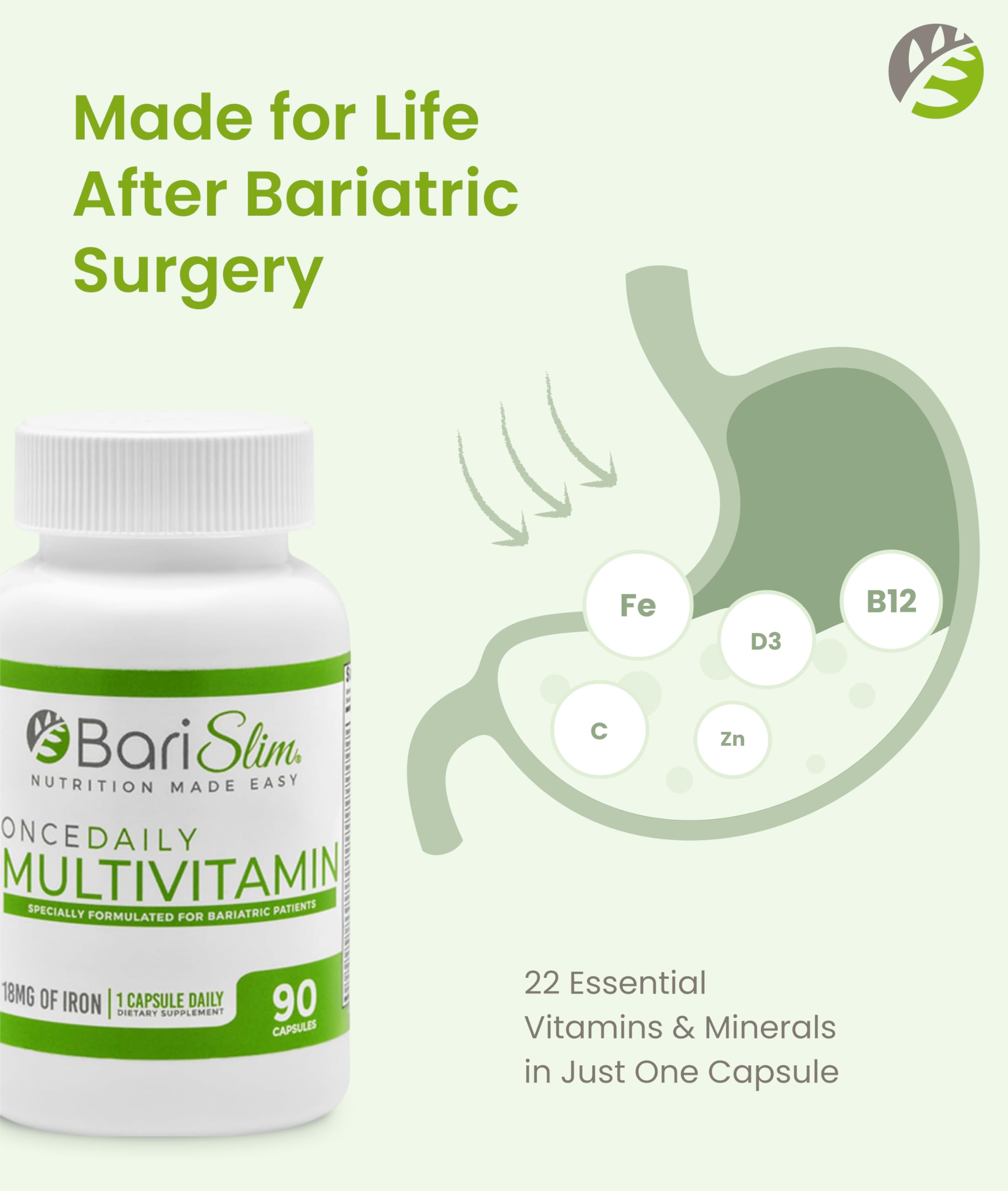 BariSlim Multivitamin Capsules back view with ingredient list