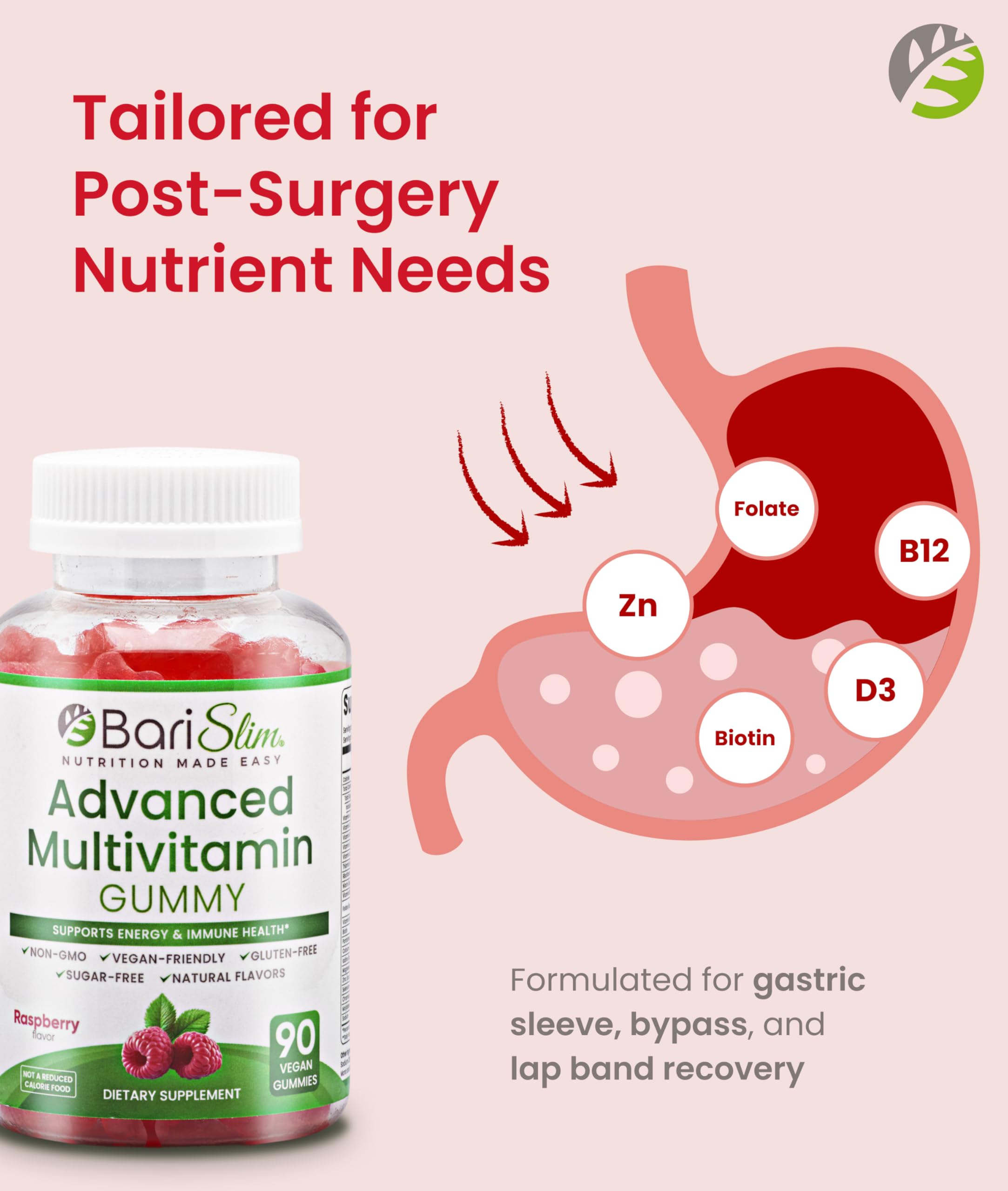 BariSlim Multivitamin Gummies nutritional information on packaging