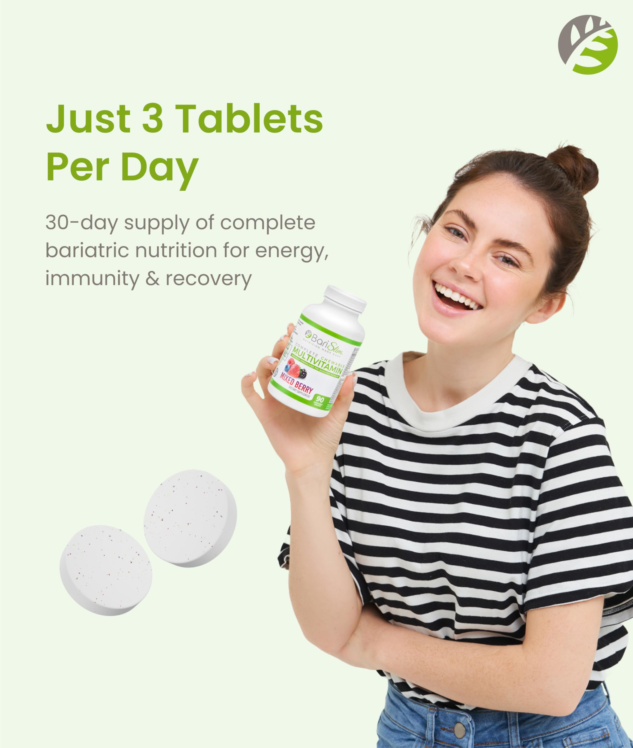 BariSlim multivitamin tablets in a hand