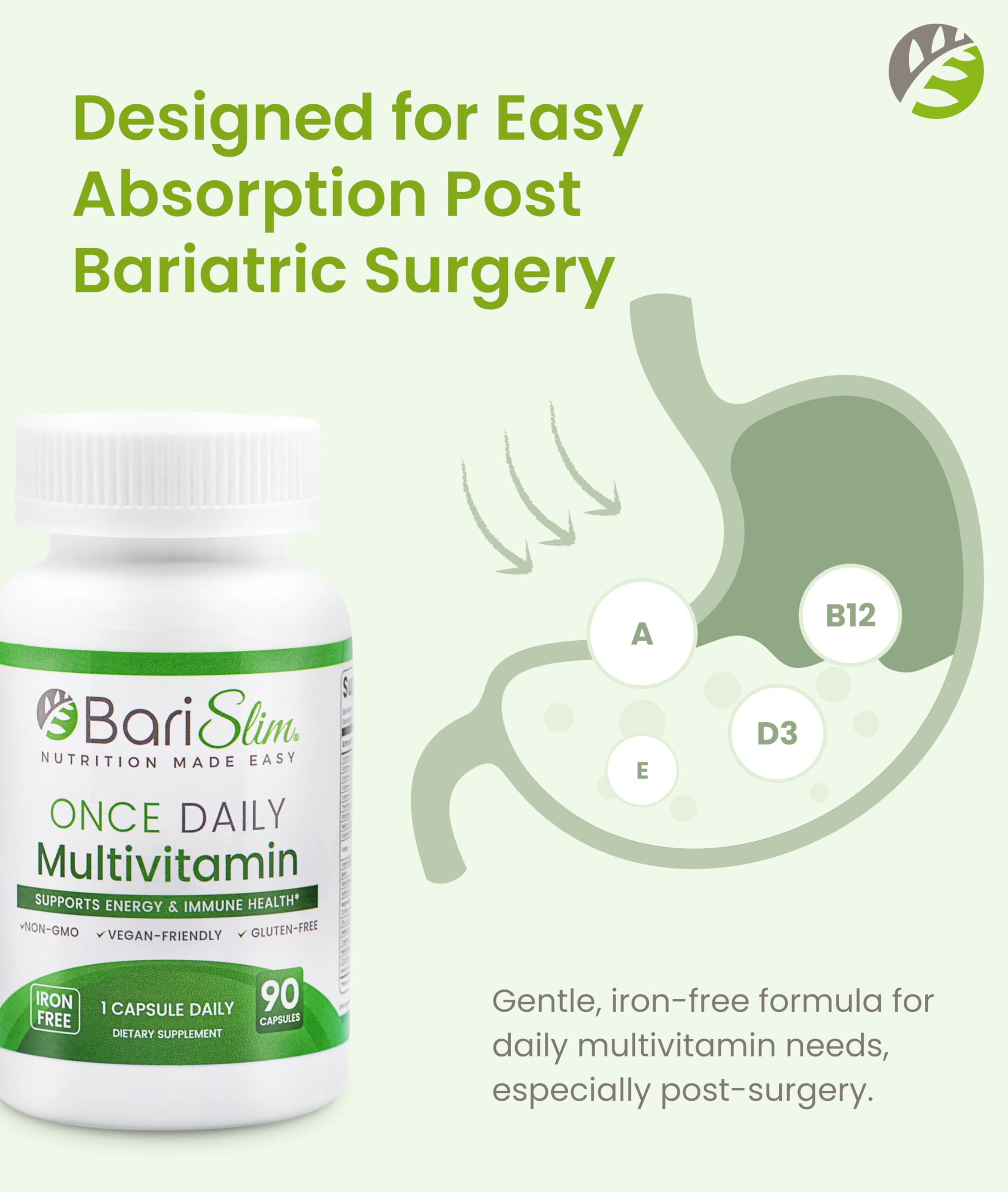 BariSlim Once Daily Bariatric Multivitamin bottle with cap open