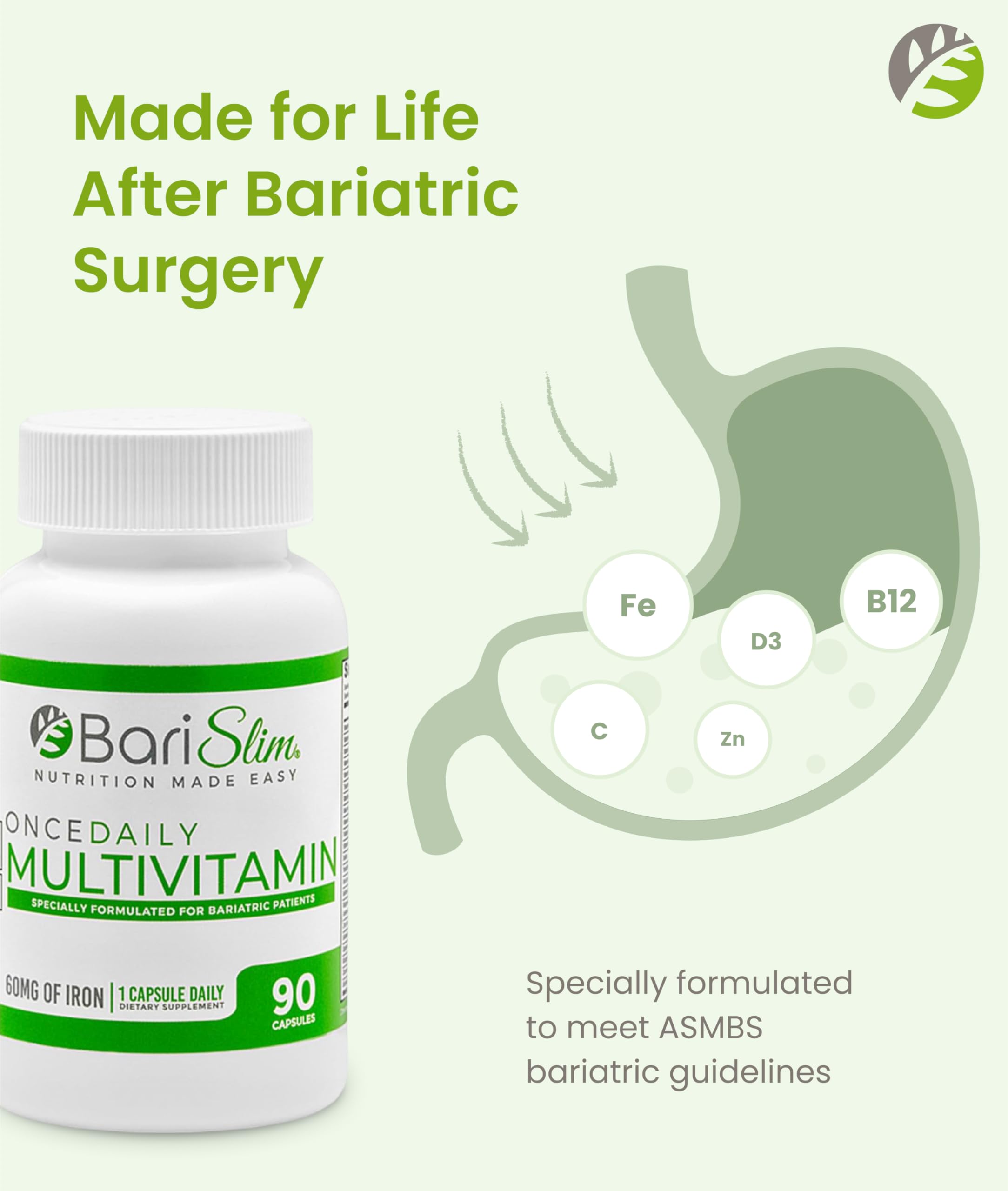 BariSlim Once Daily Multivitamin with Iron 60mg packaging