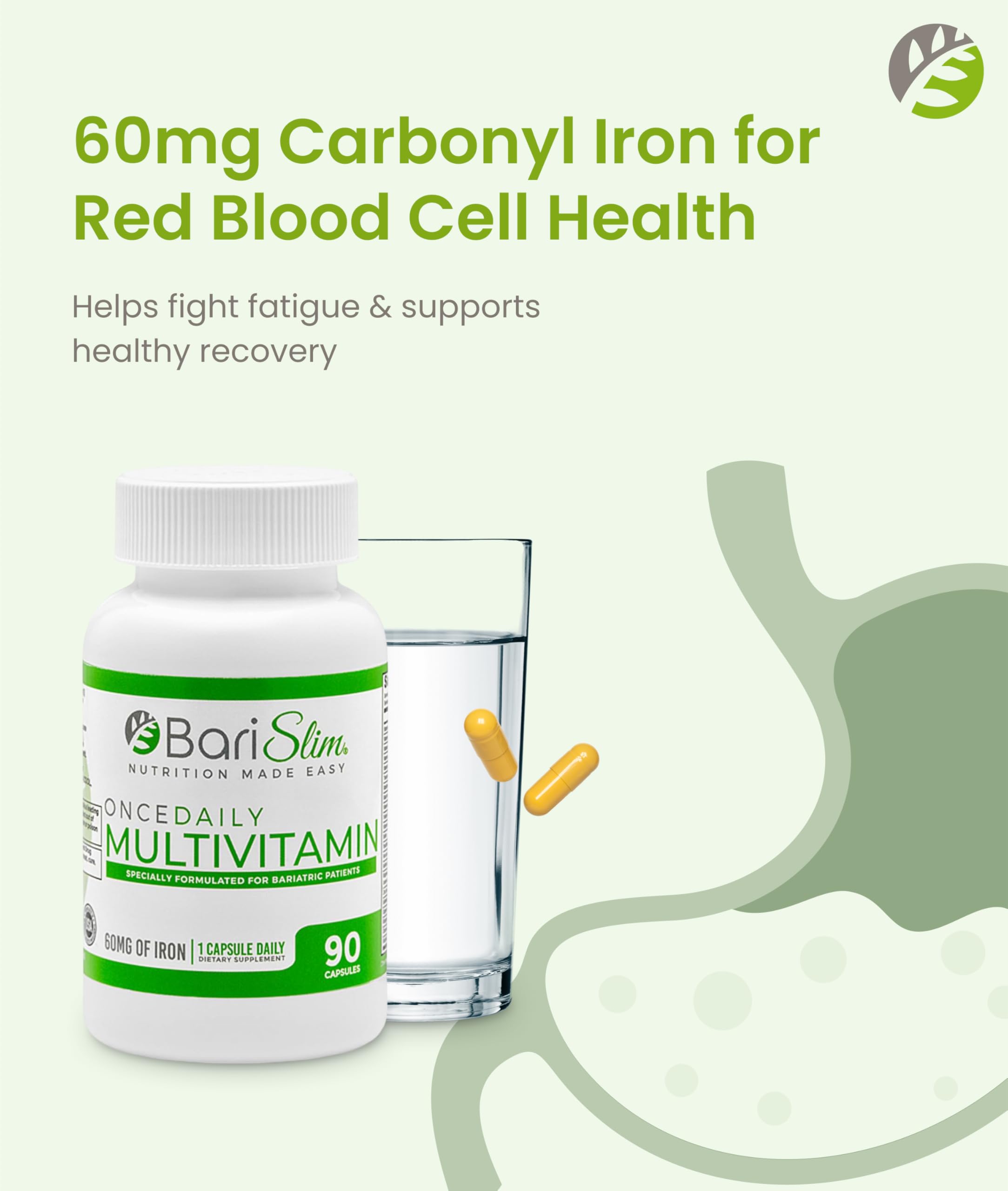 BariSlim Once Daily Multivitamin with Iron 60mg side view