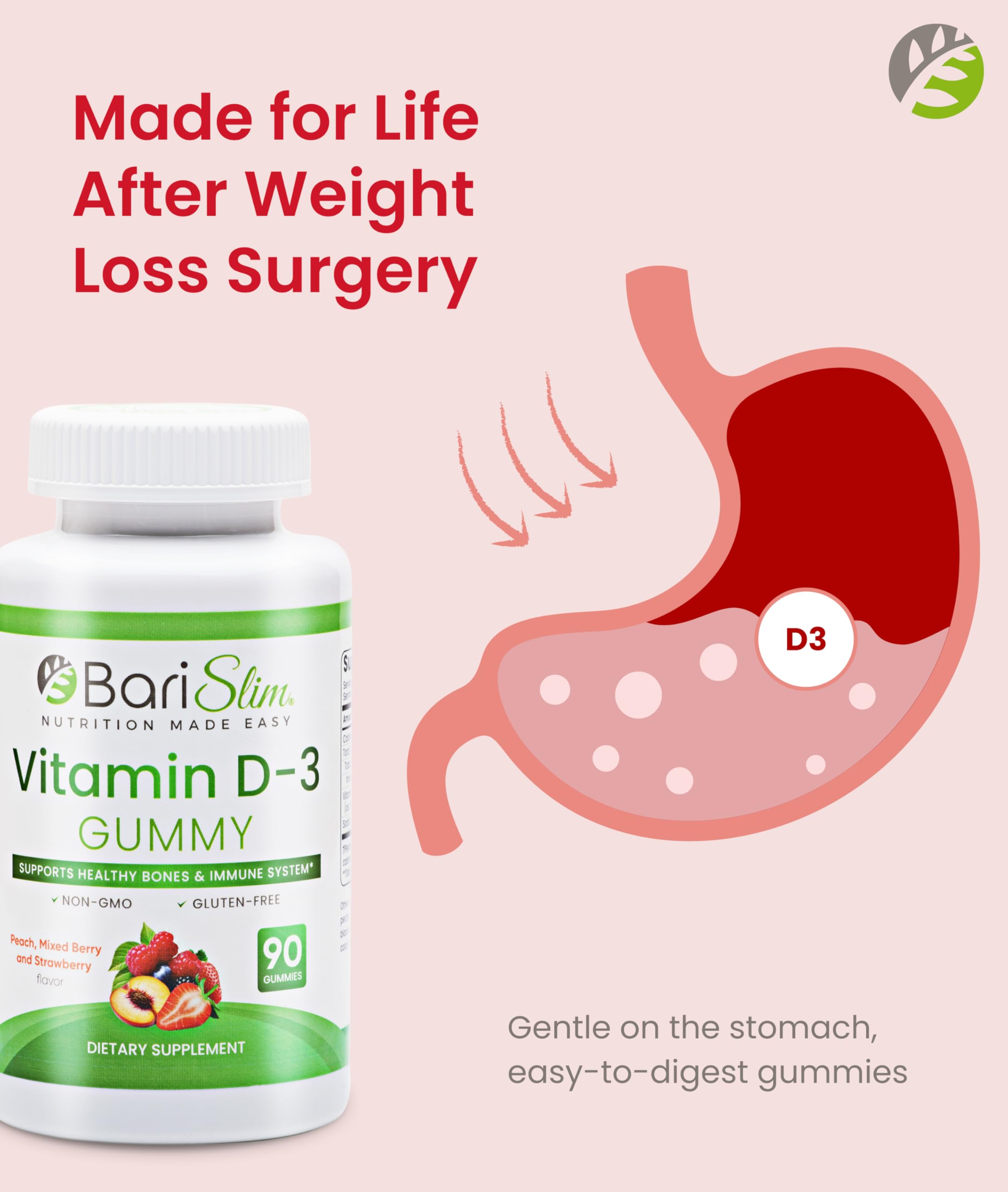 BariSlim Vitamin D3 Gummies 2000 IU side view