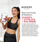 Barker Wellness Co B-Complex Gummies with fresh cherries